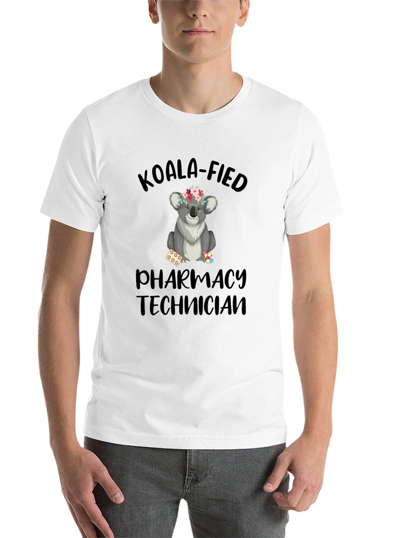 Black Koala-fied Pharmacy Technician Black T-Shirt view 14