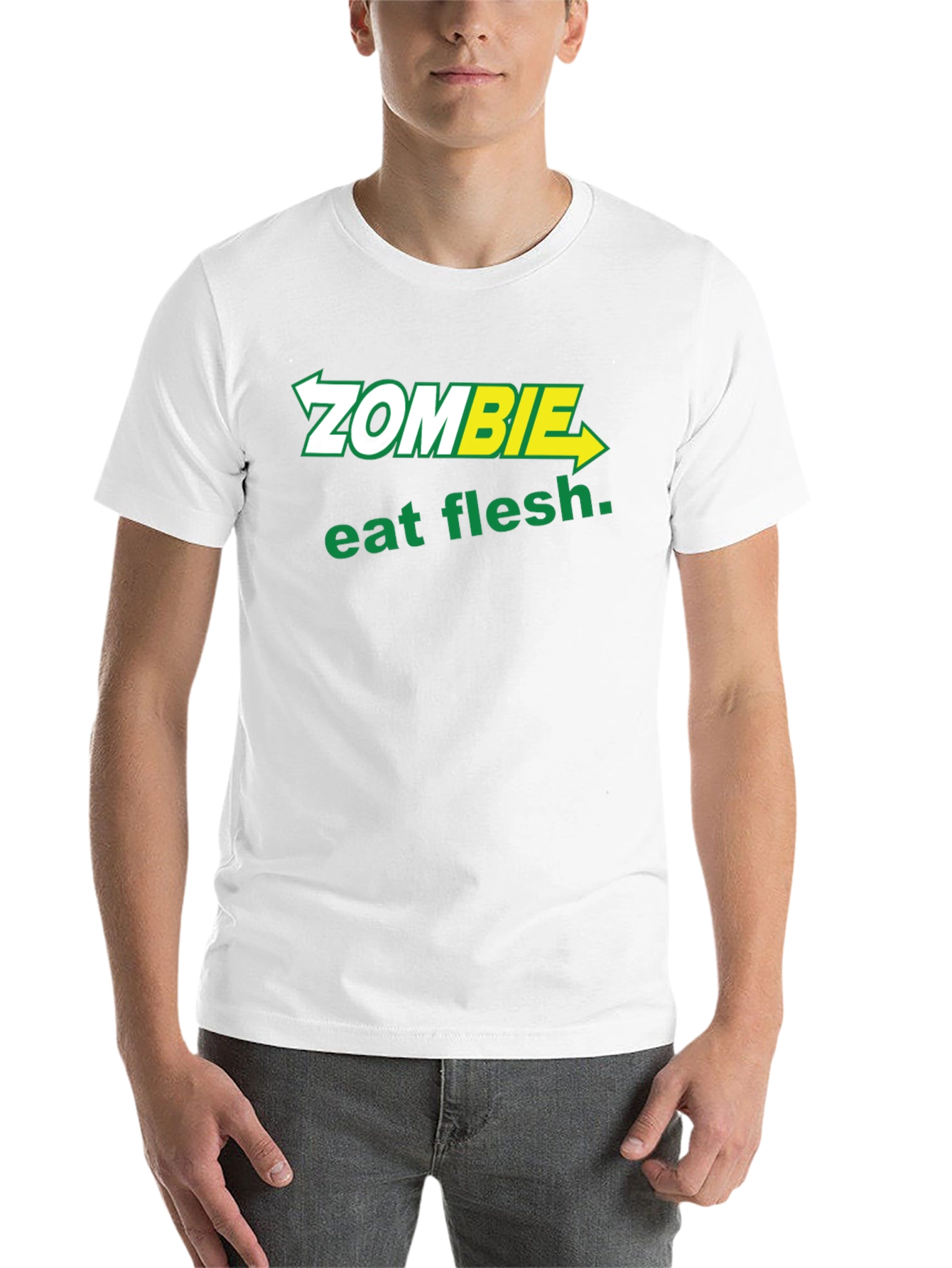 Black Zombie Eat Flesh T-Shirt - Funny Graphic Tee view 14