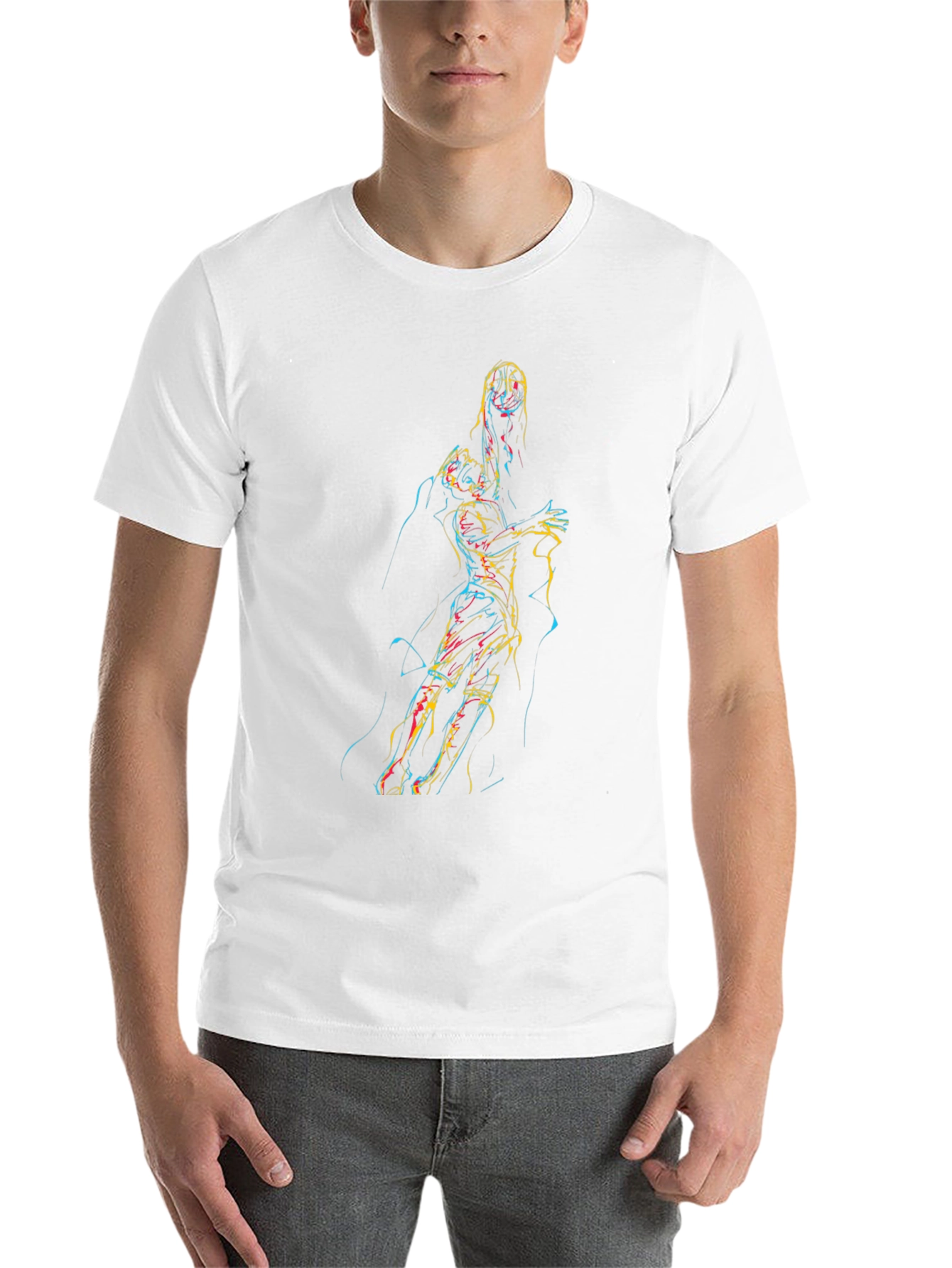 Abstract Line Art Graphic T-Shirt - 14