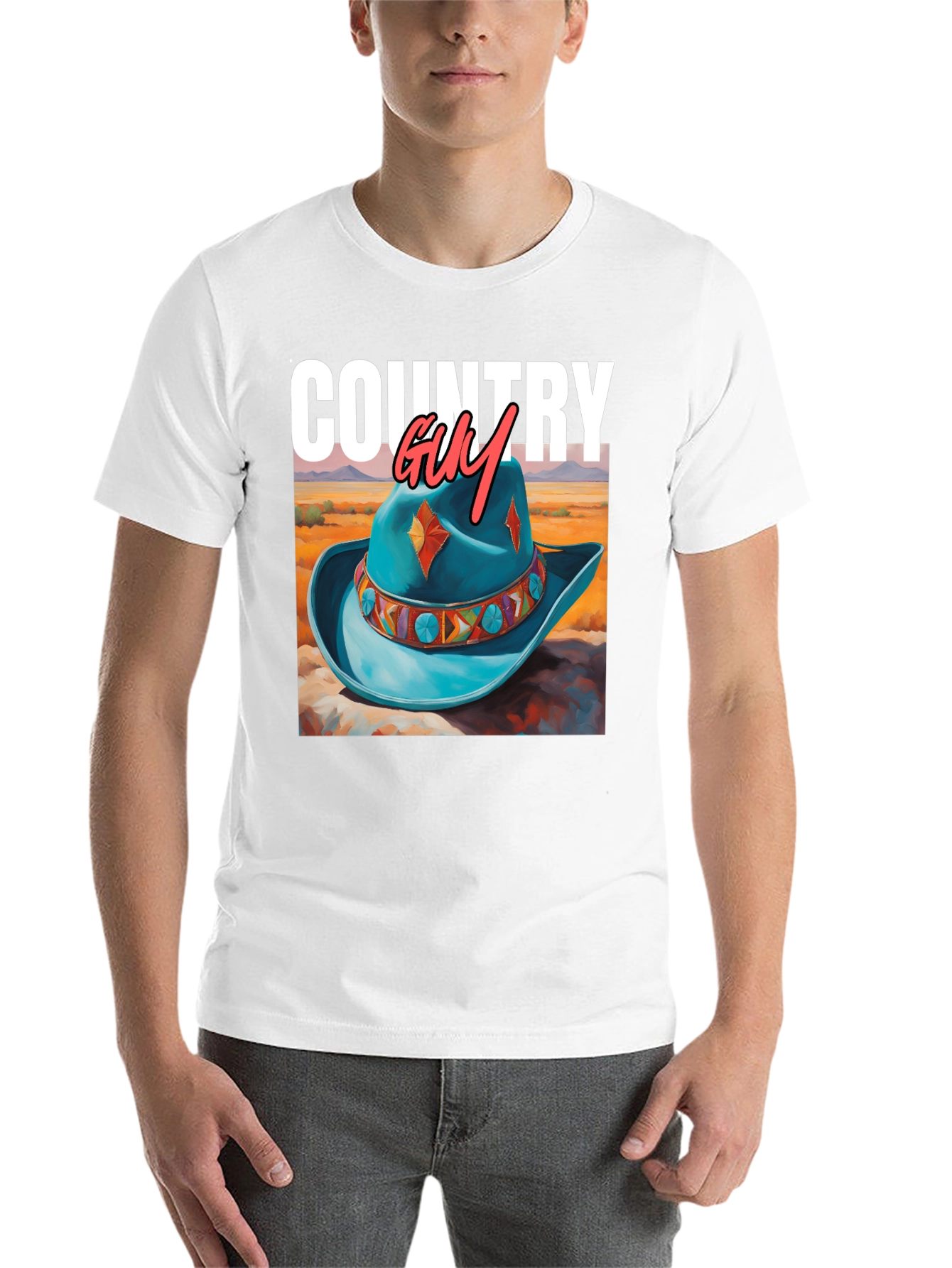 Country Guy Graphic Tee - Western Cowboy Hat Design - 14