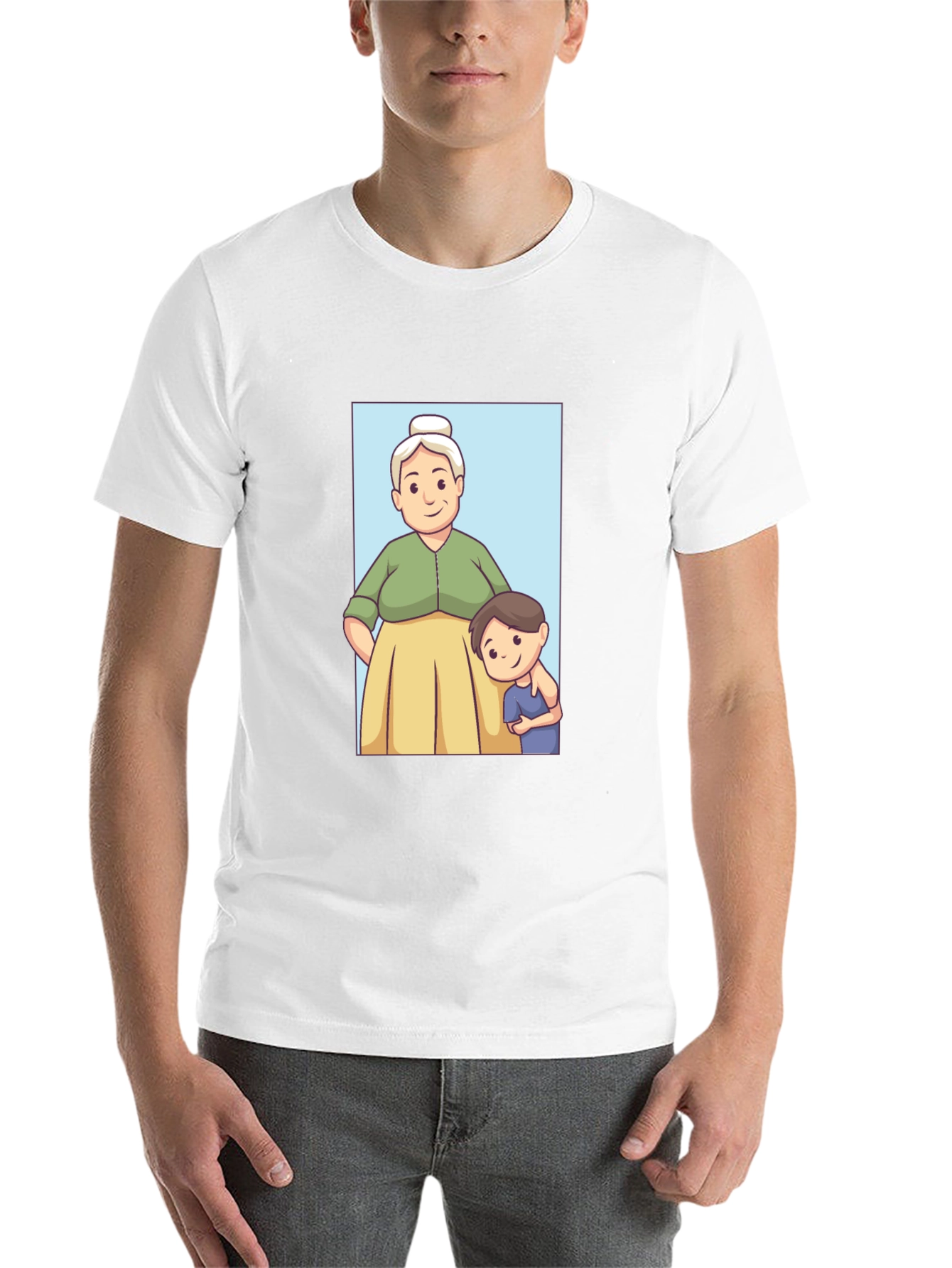 Black Cartoon Grandma and Grandson T-Shirt view 14