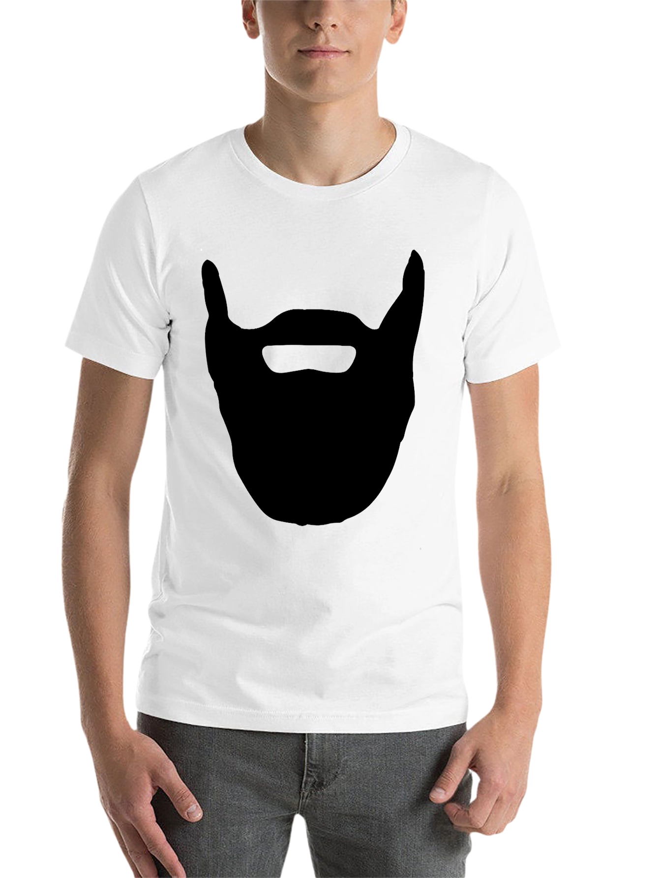 Black Beard Silhouette T-Shirt - Black Cotton Tee view 14