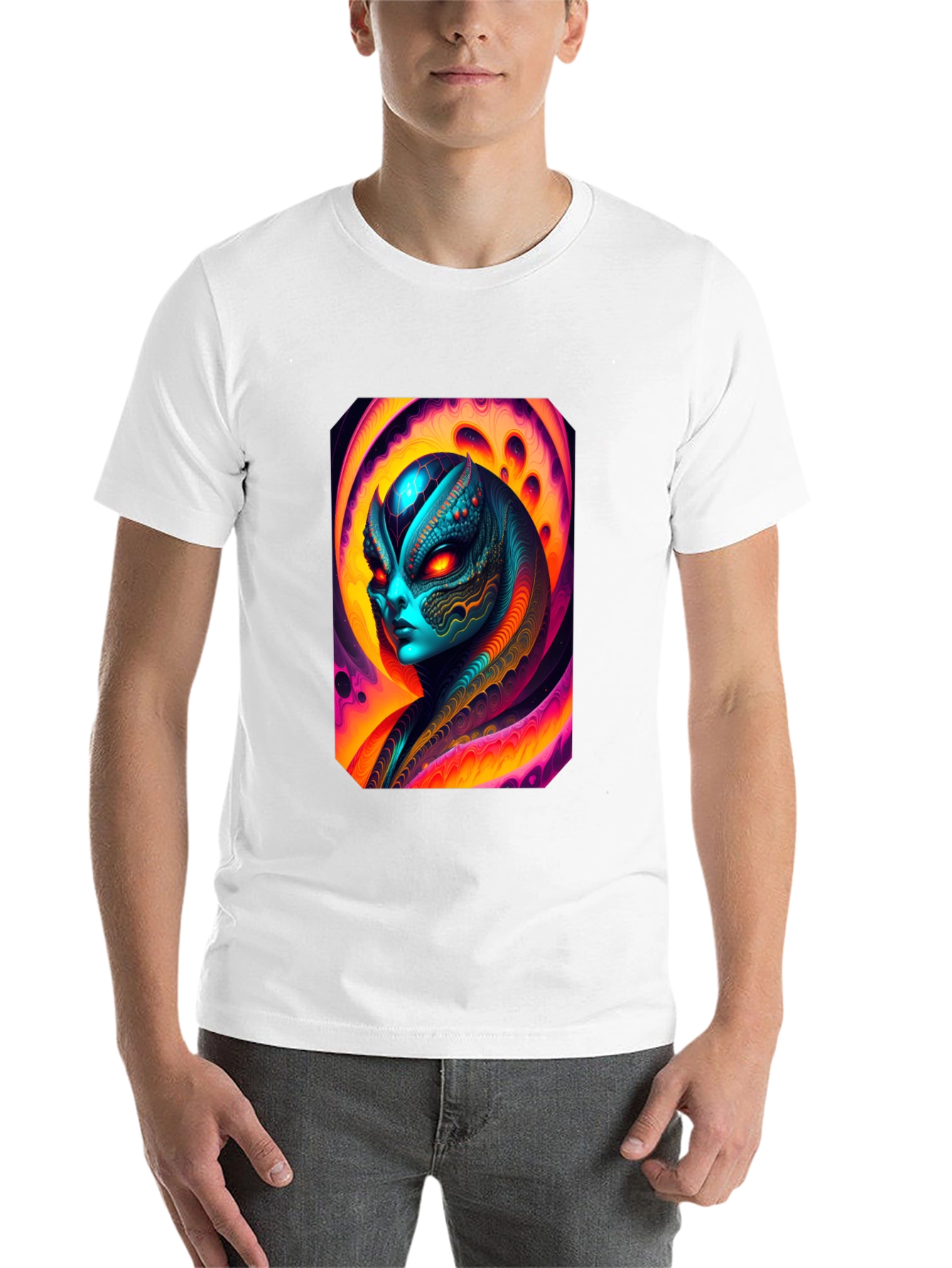 Black Alien Graphic Tee - Black Cotton T-Shirt view 14