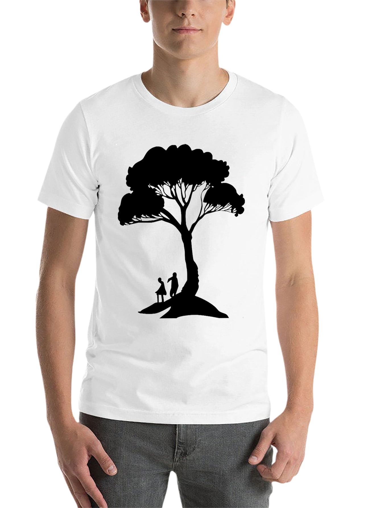 Black Silhouette Tree Graphic Tee - Nature Inspired Design view 14