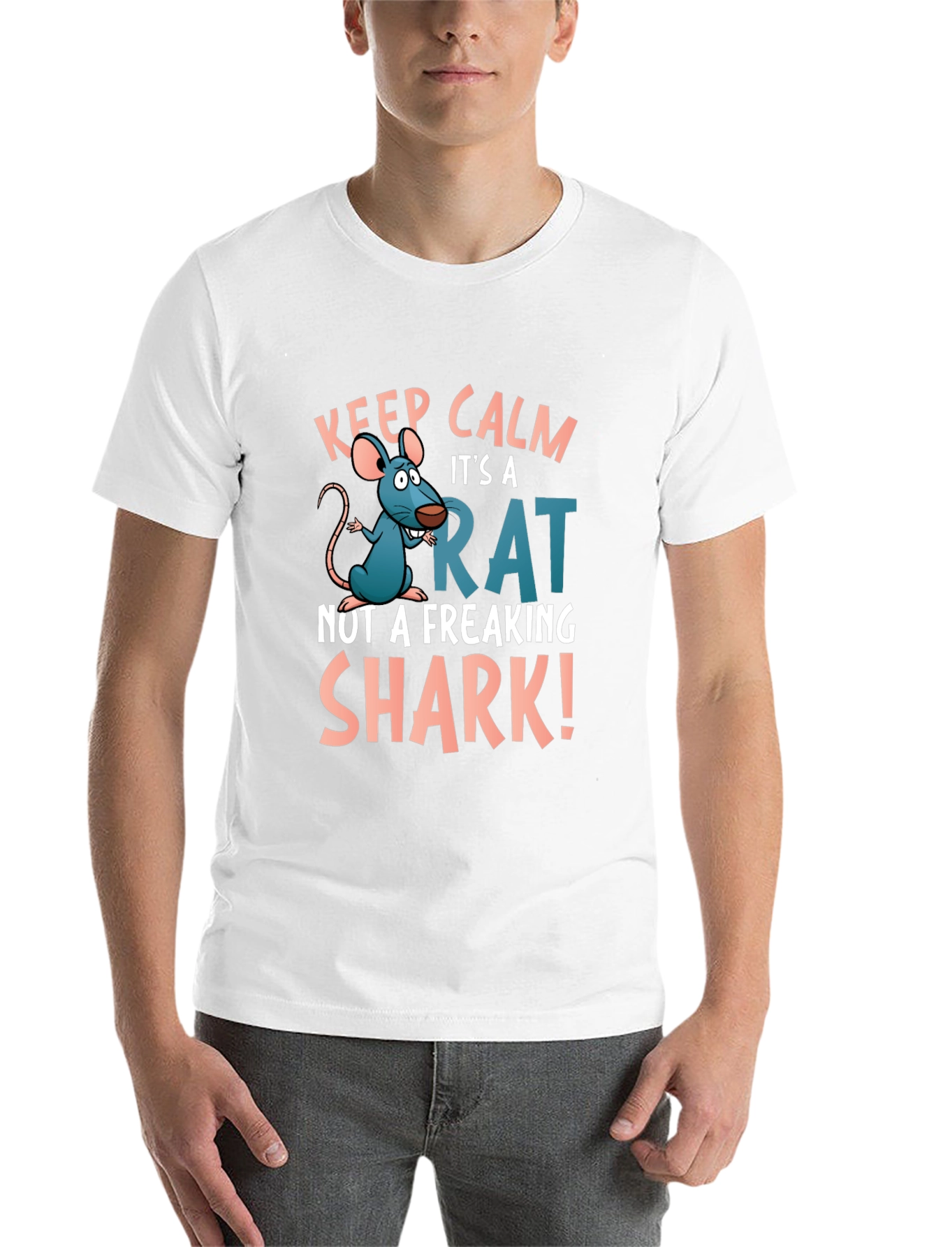 Black Keep Calm Rat T-Shirt: Funny Cartoon Rat Design view 14