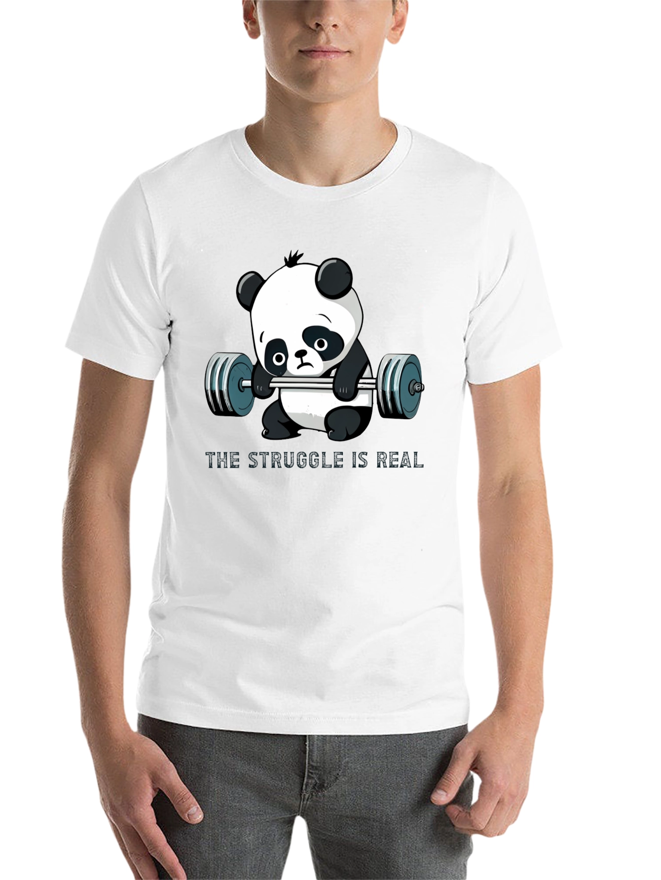 Black Funny Panda Gym T-Shirt for Men view 14