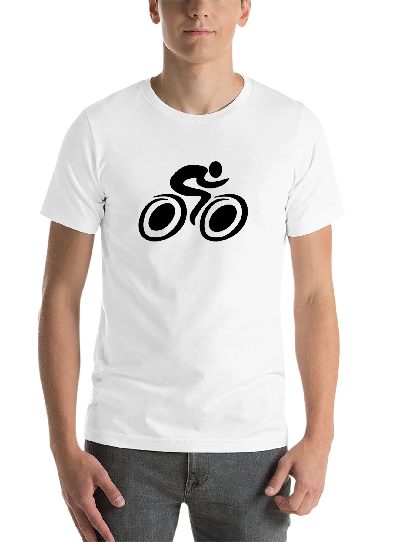 Black Cycling Silhouette Tee - Black Cotton Rider Shirt view 14