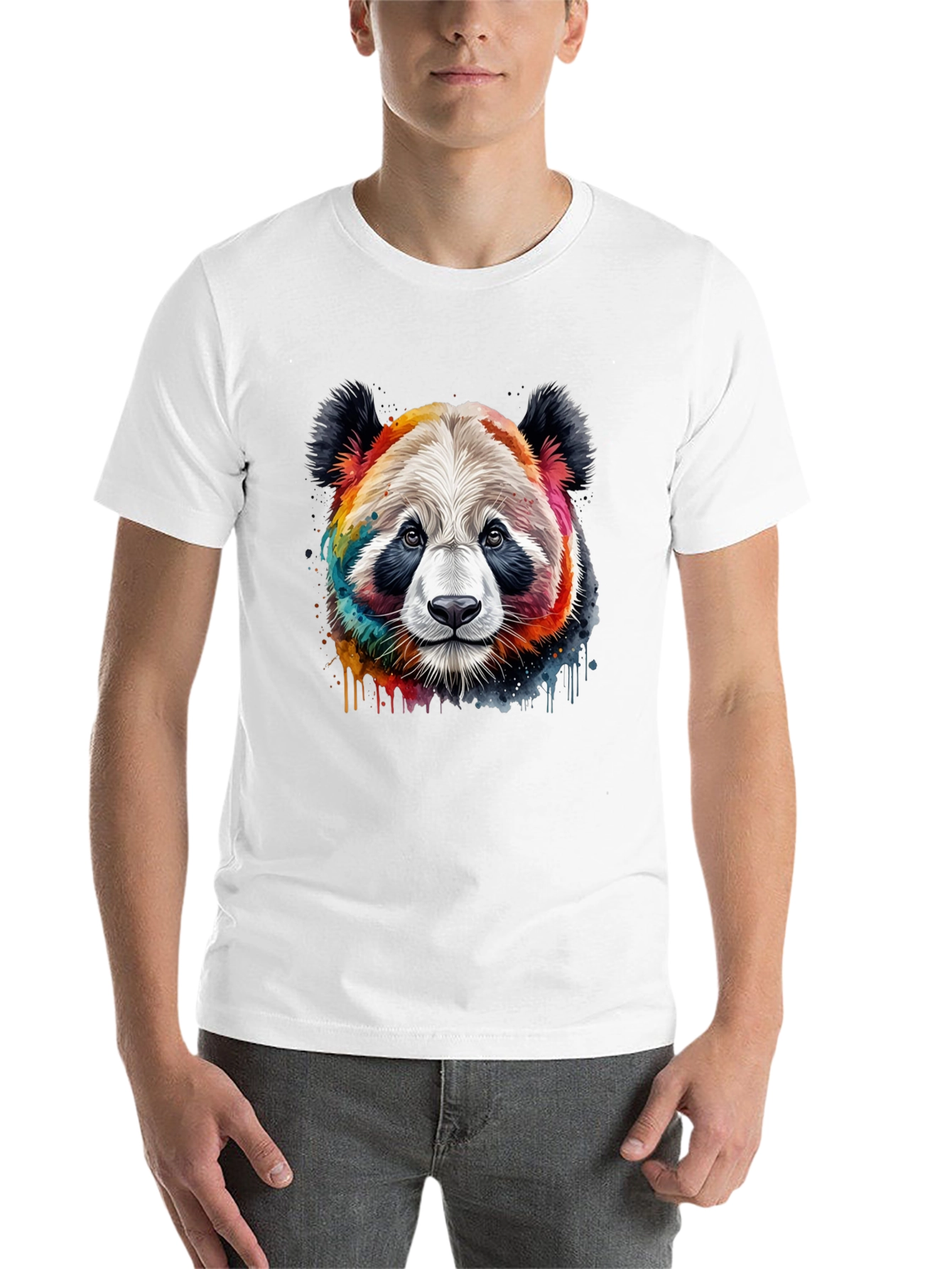 Black Rainbow Panda Graphic T-Shirt view 14