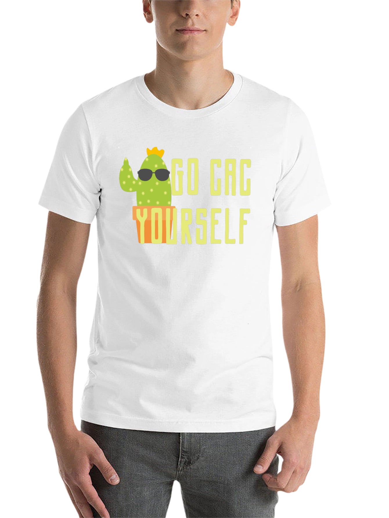 Black Go Cac Yourself Funny Cactus T-Shirt view 14