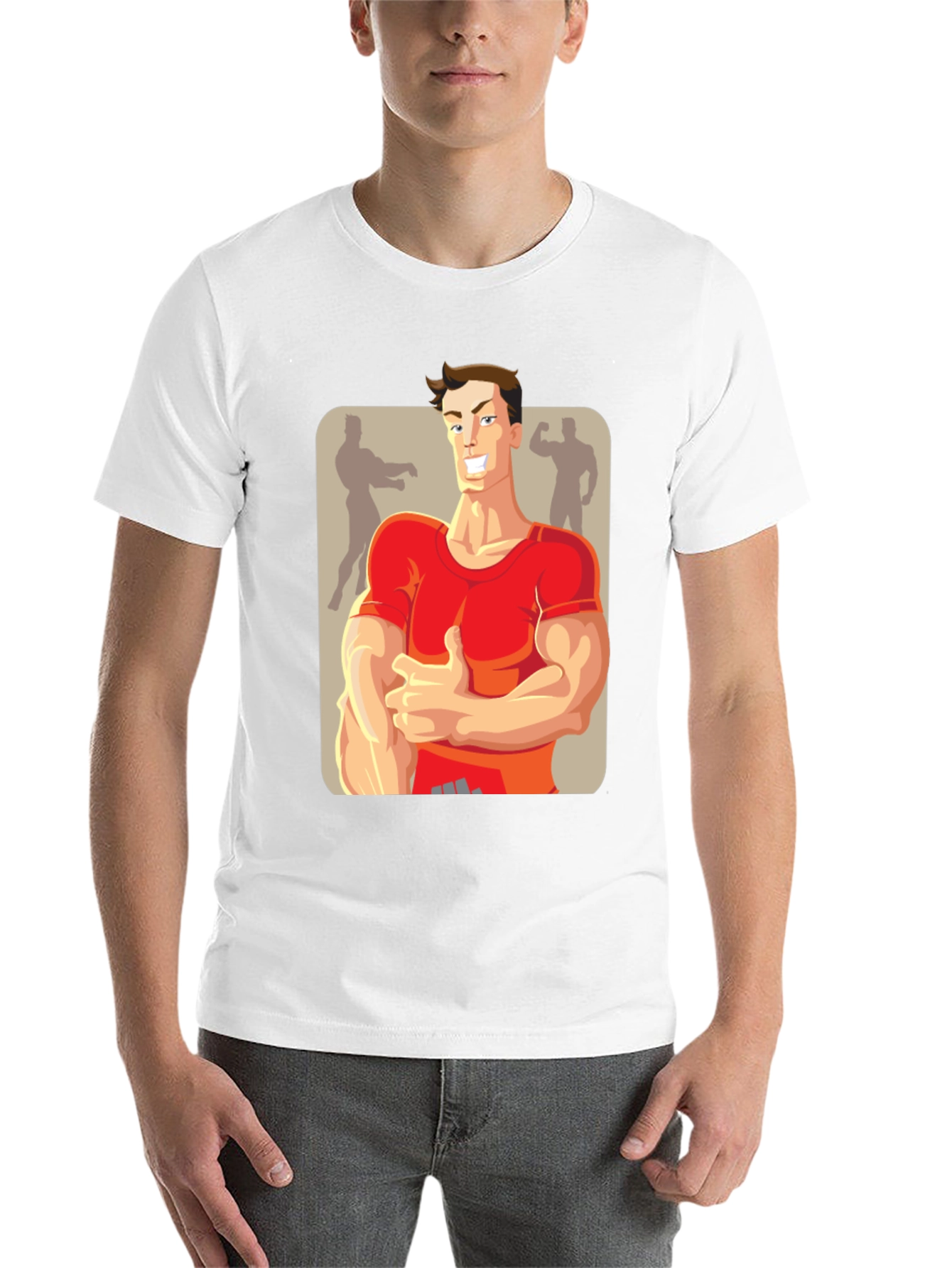 Black Bodybuilder Cartoon Graphic T-Shirt view 14
