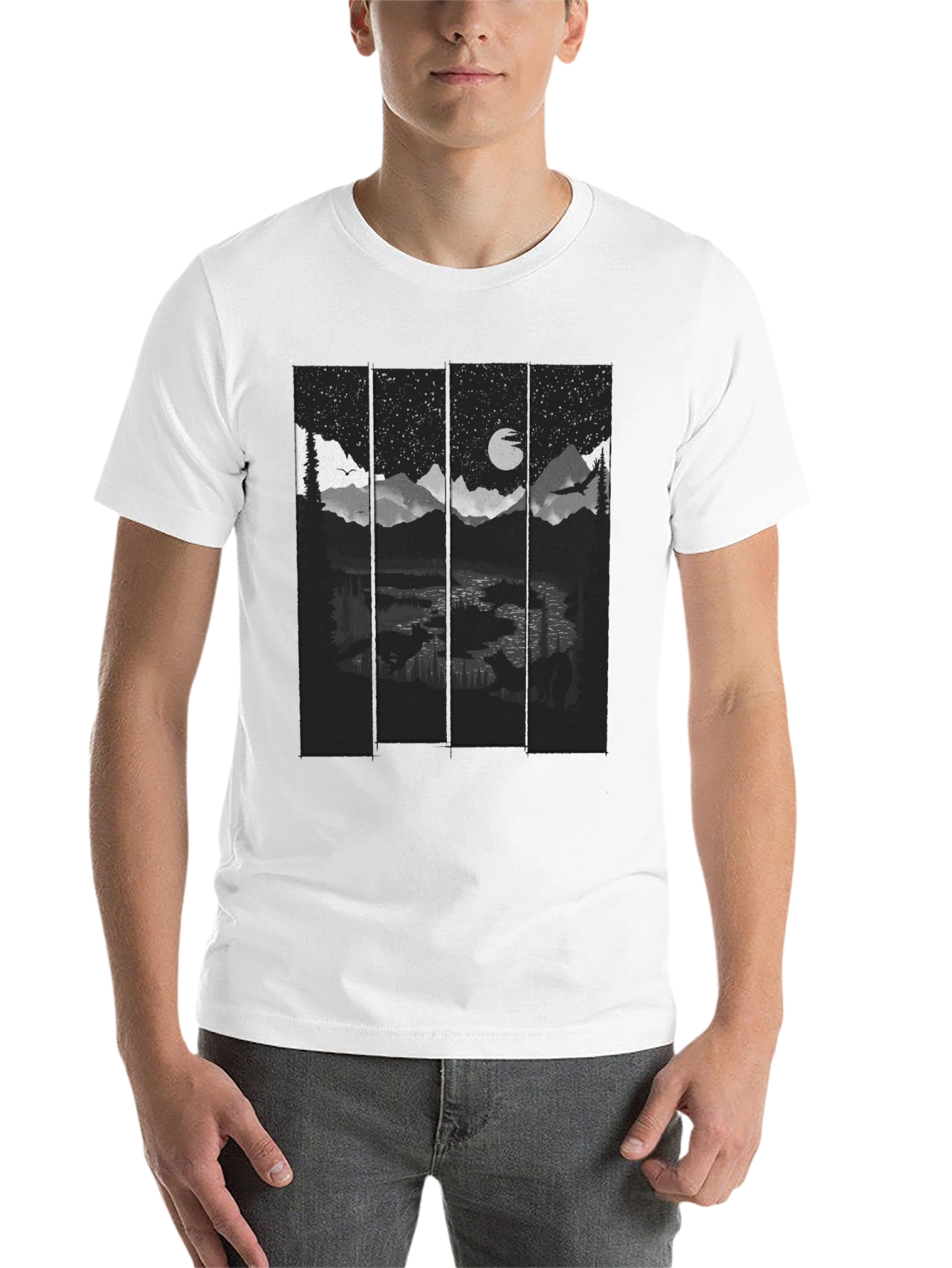 Black Night Landscape Graphic Tee - Stylish & Unique! view 14