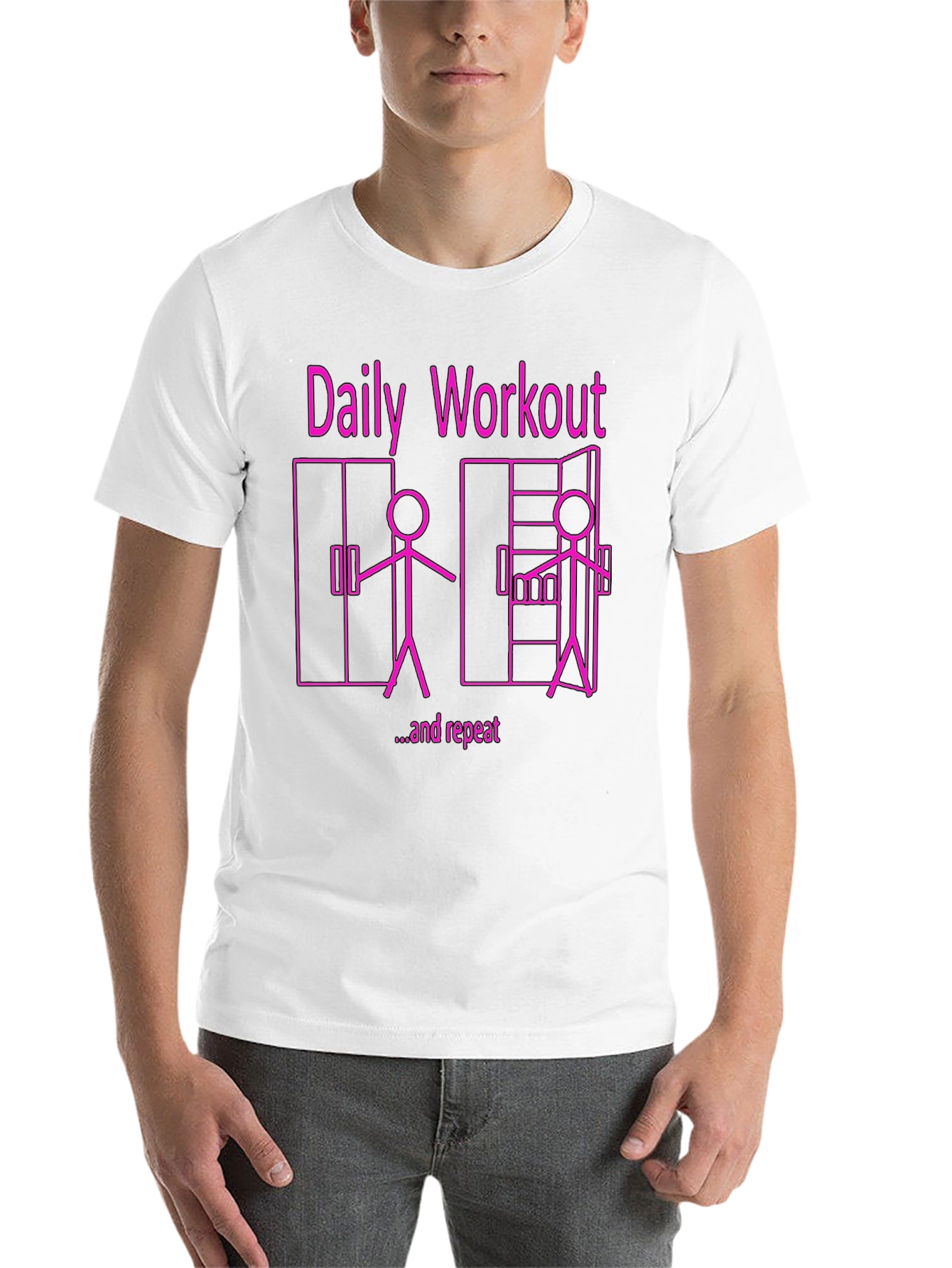 Black Daily Workout & Repeat Funny Graphic Tee view 14