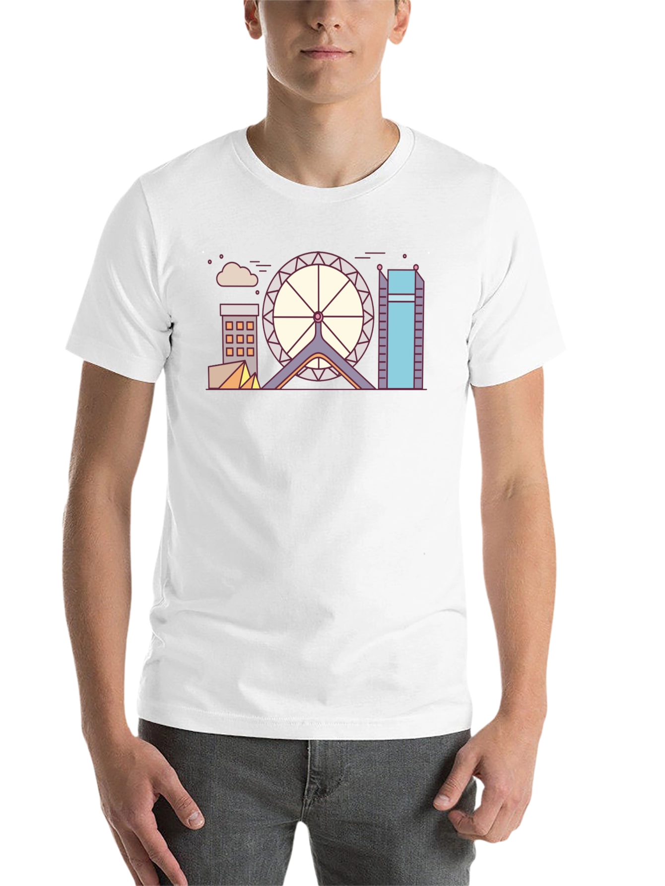 Black Geometric Cityscape Graphic Tee view 14
