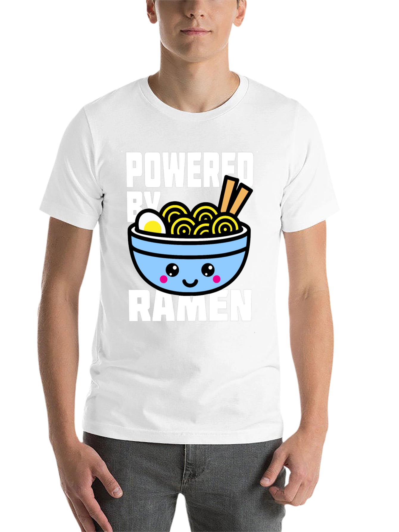 Black Powered By Ramen T-Shirt - Kawaii Noodle Bowl Graphic Tee view 14