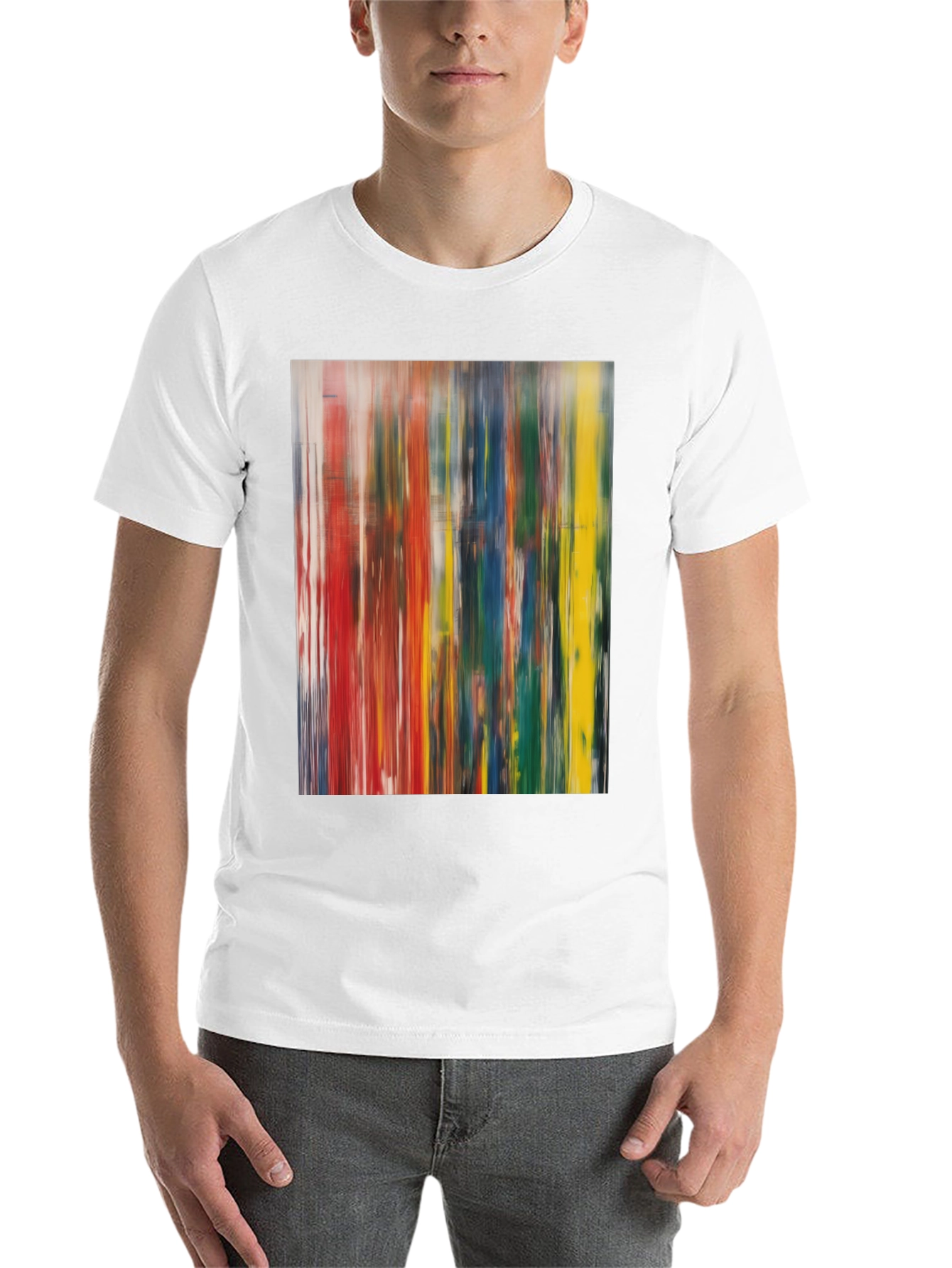 Black Abstract Art Print Black Cotton Tee view 14