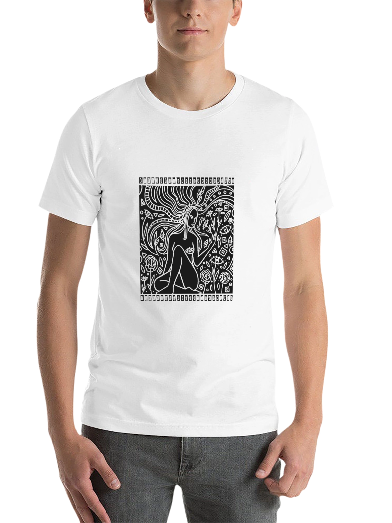 Black Abstract Graphic Print Black T-Shirt view 14