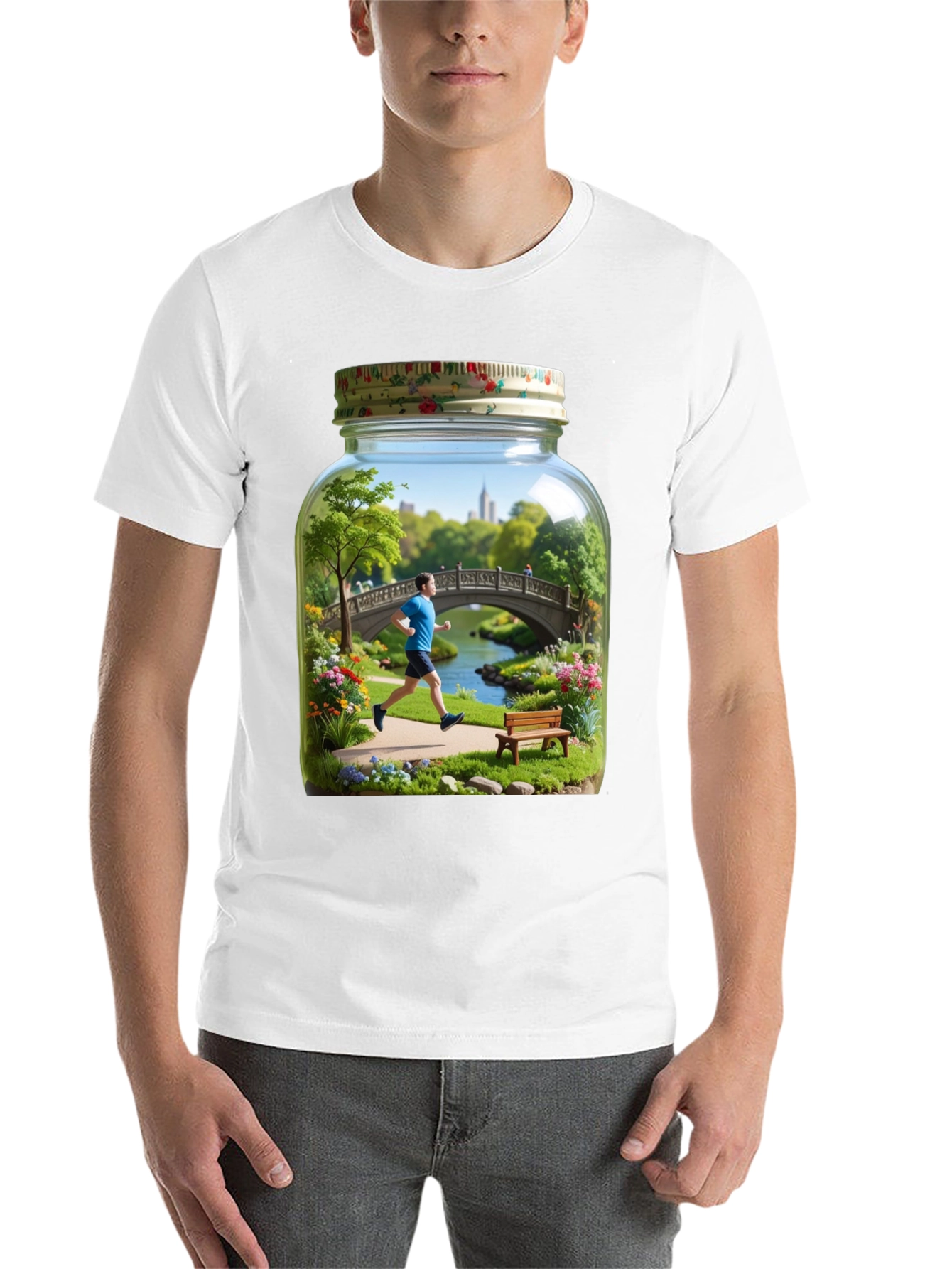 Black Central Park Scene in a Jar Graphic Tee view 14
