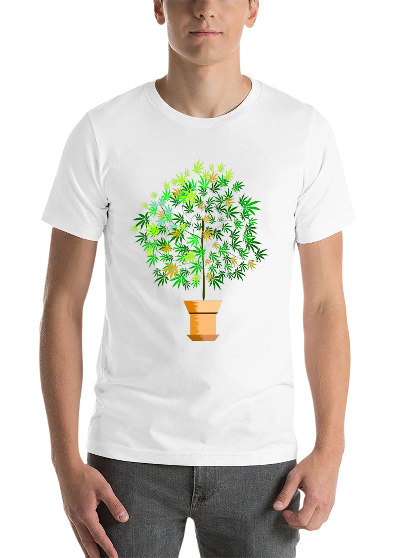 Black Marijuana Tree Graphic Black T-Shirt view 14