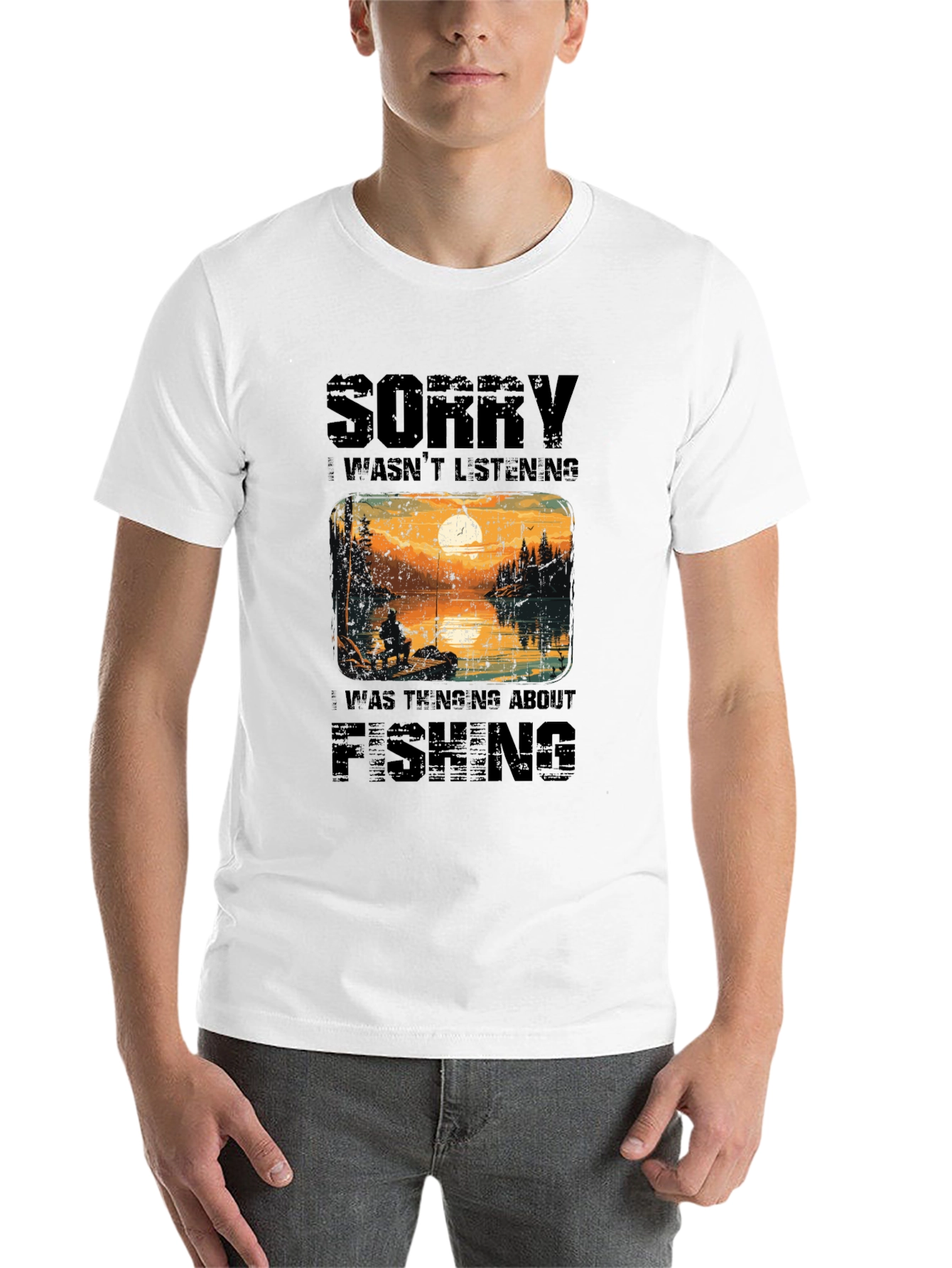 Black Fishing Graphic Tee: Sorry Wasn't Listening view 14