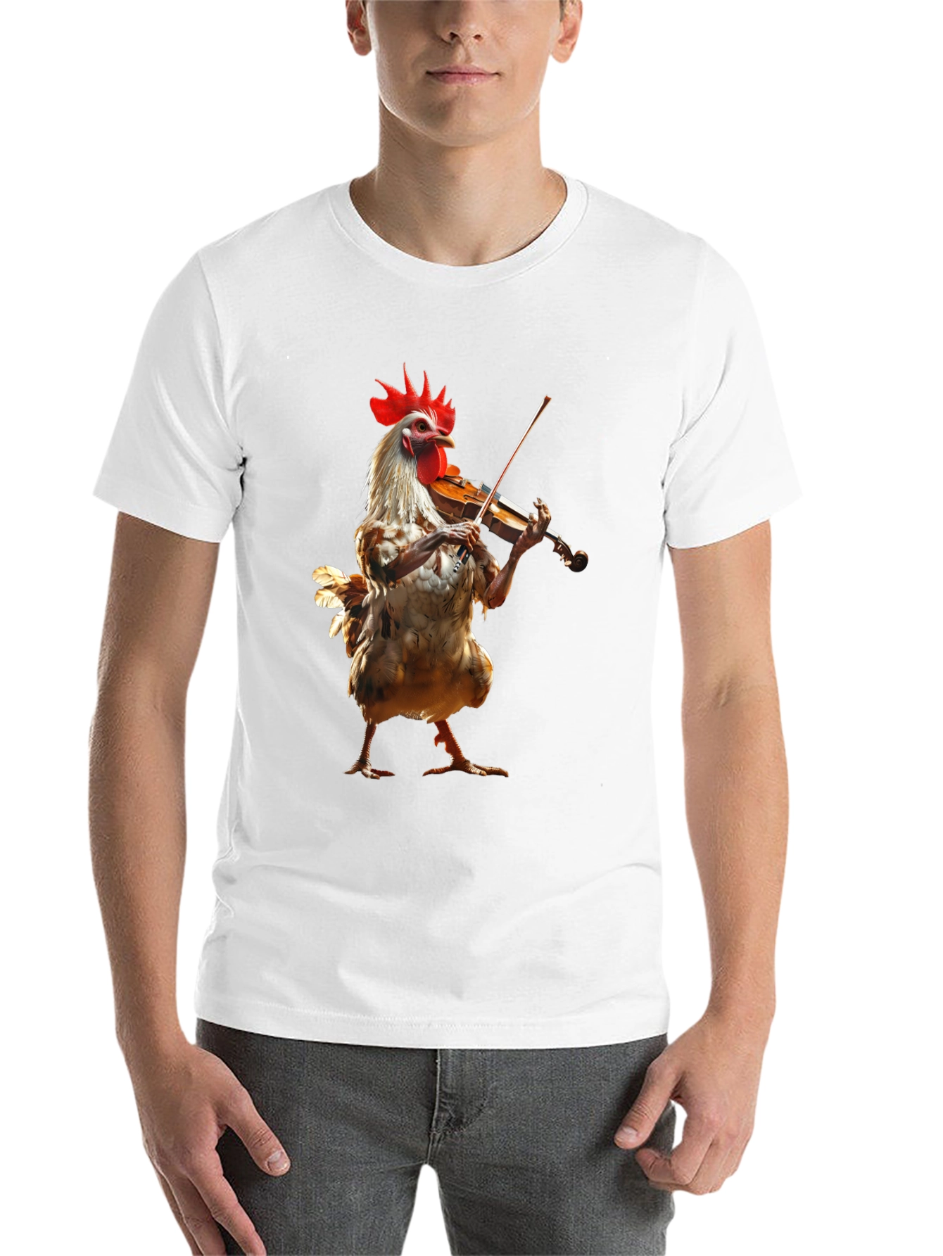 Black Chicken Playing Violin Graphic Tee view 14