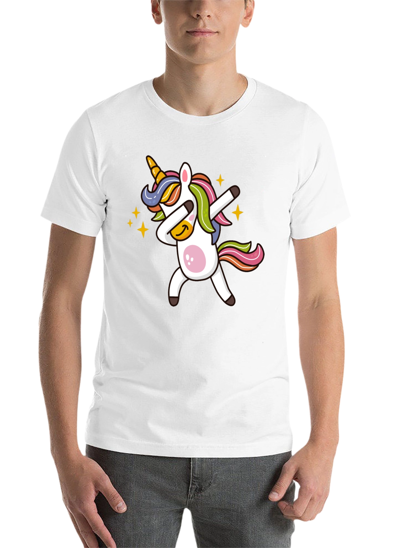 Black Dabbing Unicorn Graphic Tee - Black Cotton Blend view 14