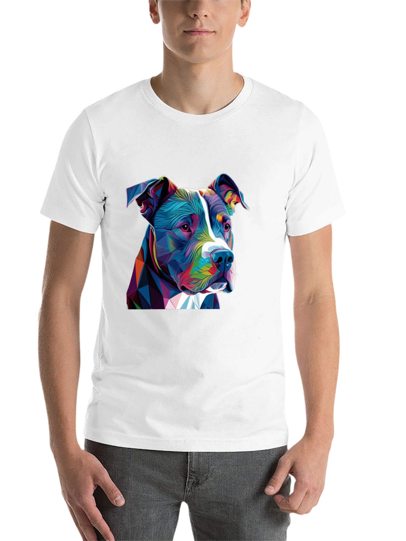 Black Geometric Pitbull Graphic Tee - Black Cotton Blend view 14