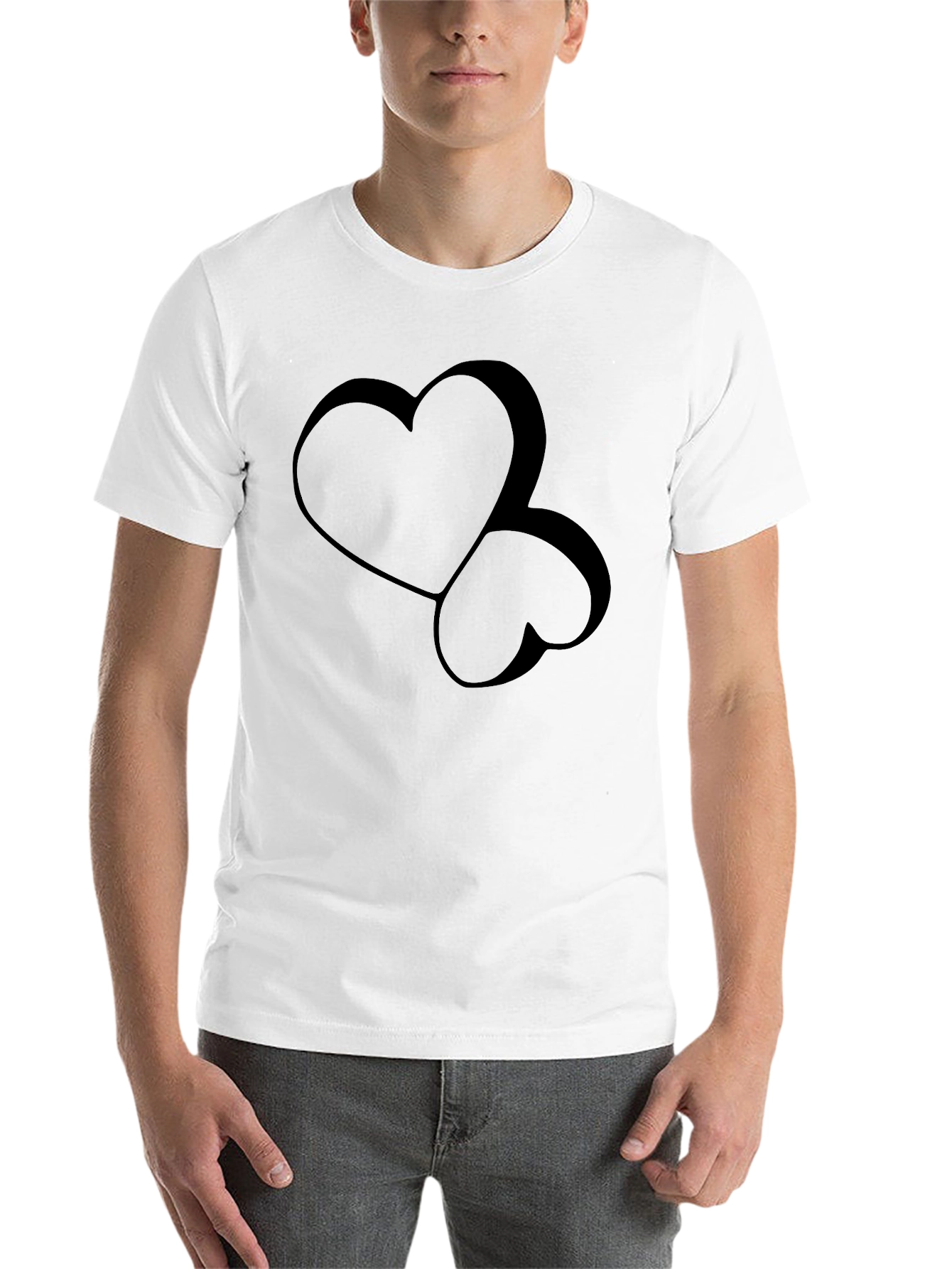 Black Stylish Black Heart Graphic Tee - Modern Casual Wear view 14