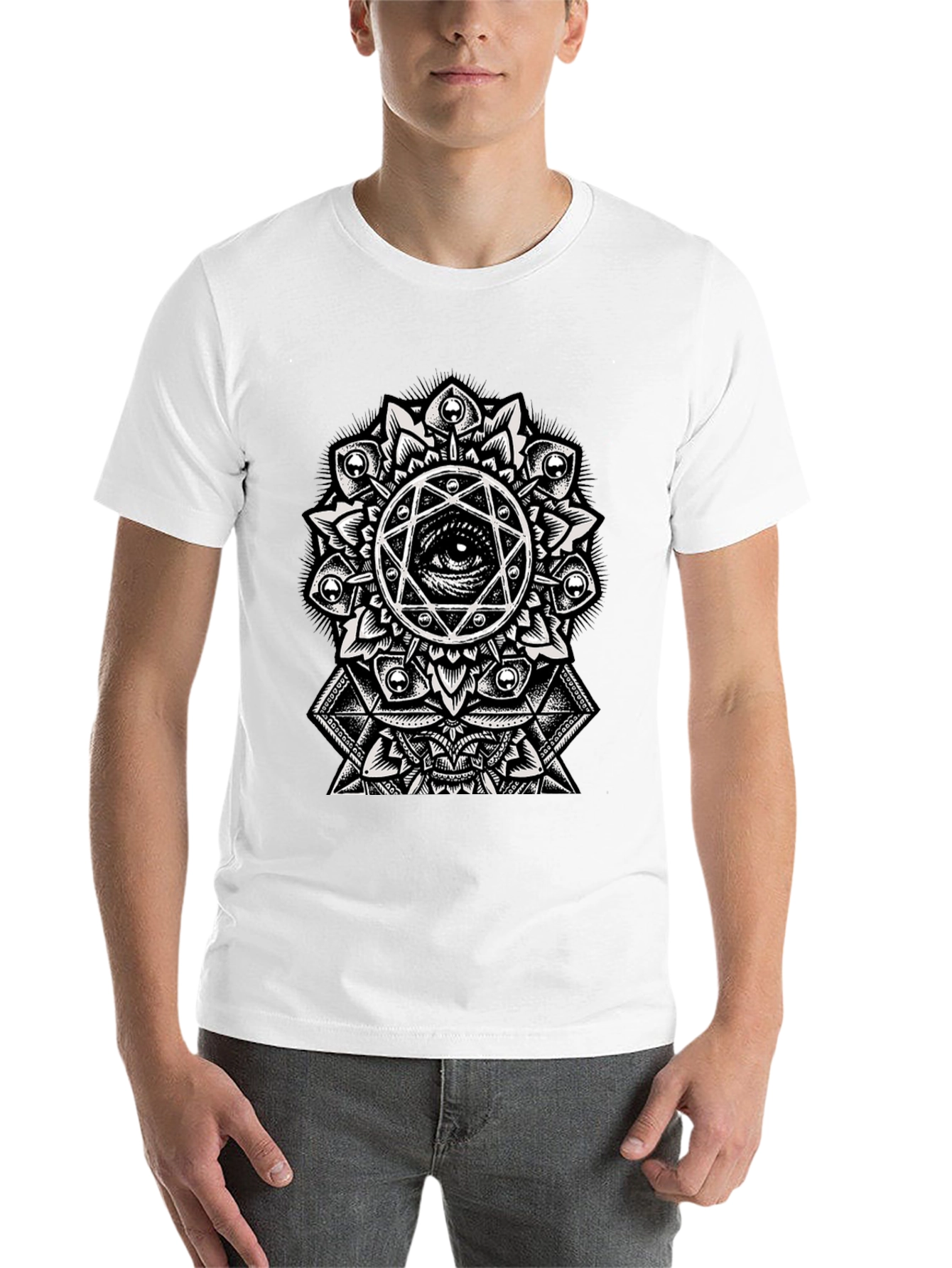 Black Eye Mandala Graphic Tee - Stylish Black T-Shirt view 14