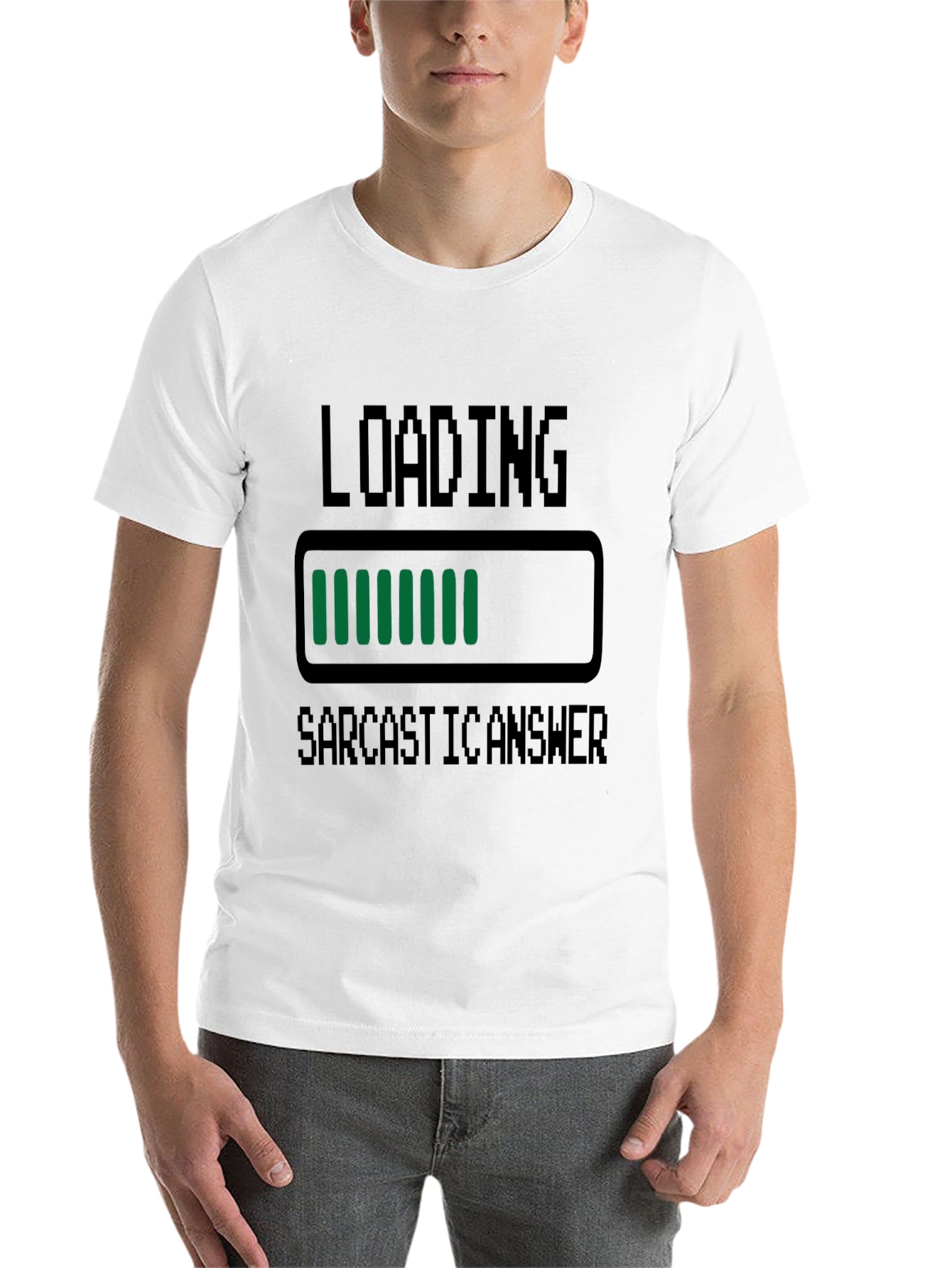Black Sarcastic Answer Loading T-Shirt, Funny Graphic Tee view 14