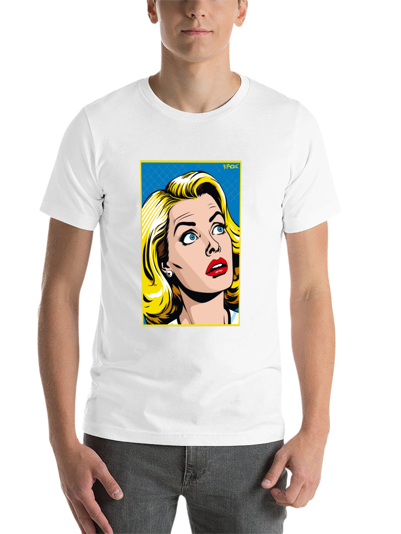Black Retro Pop Art Woman T-Shirt - Black Cotton Tee view 14
