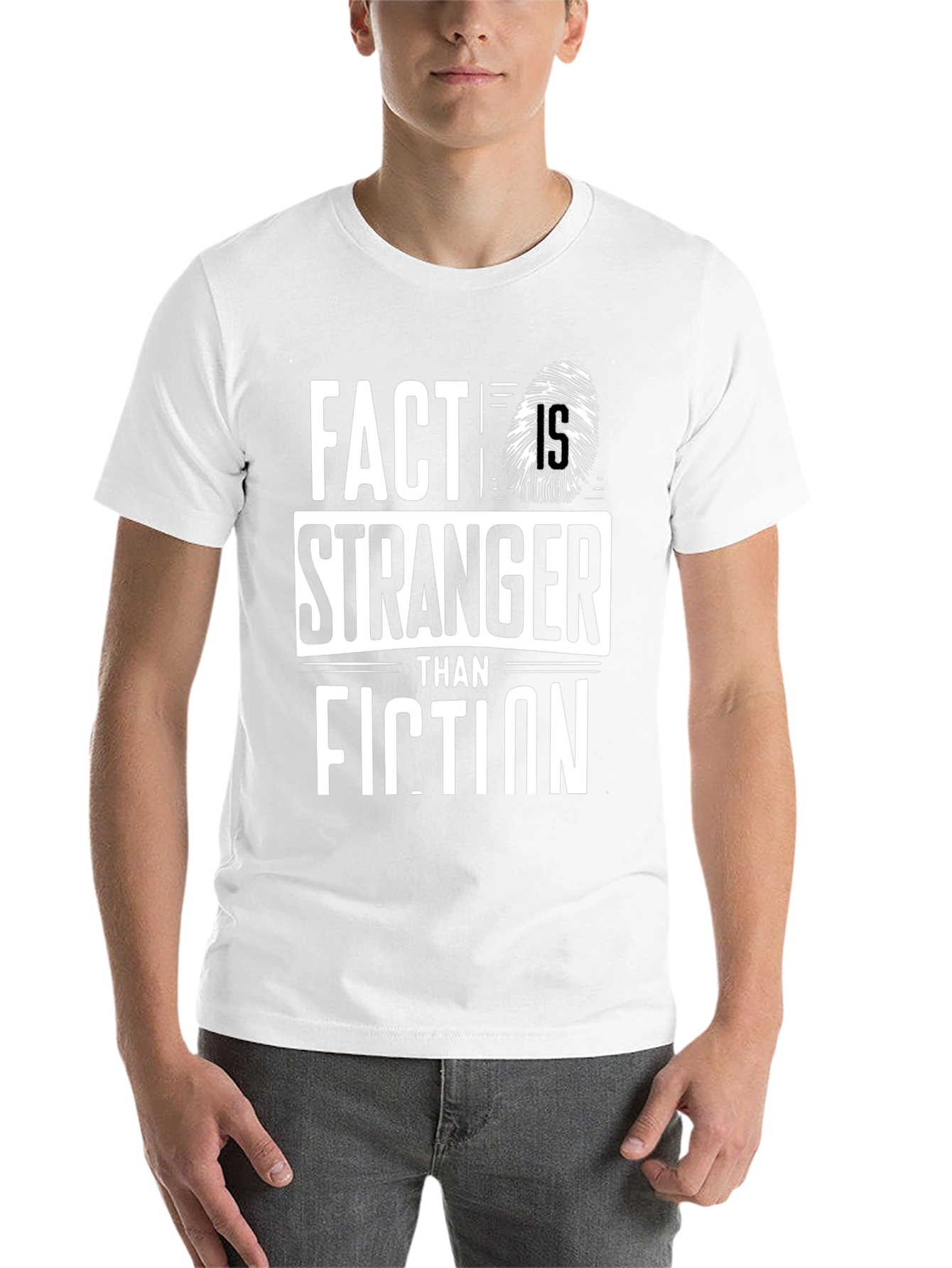 Black Fact Stranger Than Fiction Graphic Tee view 14