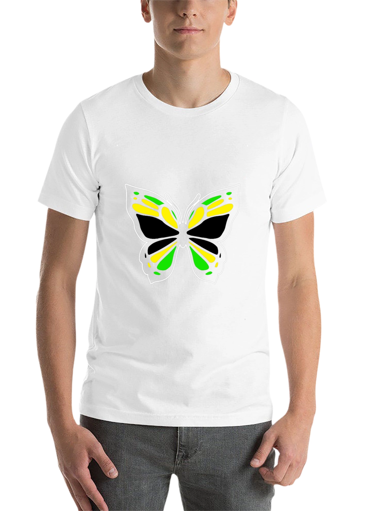 Butterfly Graphic Tee - Stylish Men's Black T-Shirt - 14