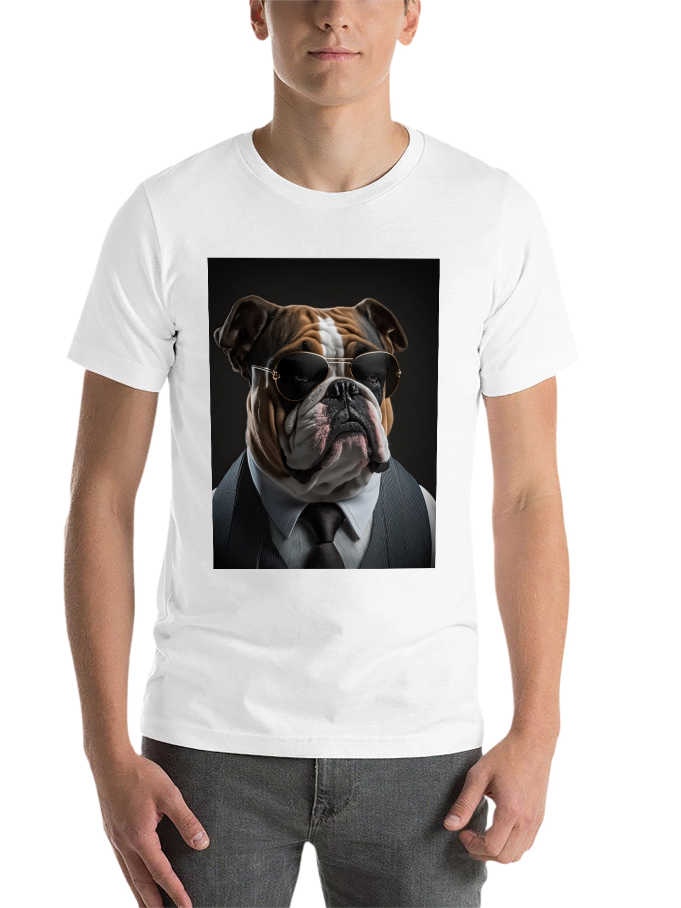 Black Bulldog Boss T-Shirt: Cool Dog in Suit! view 14