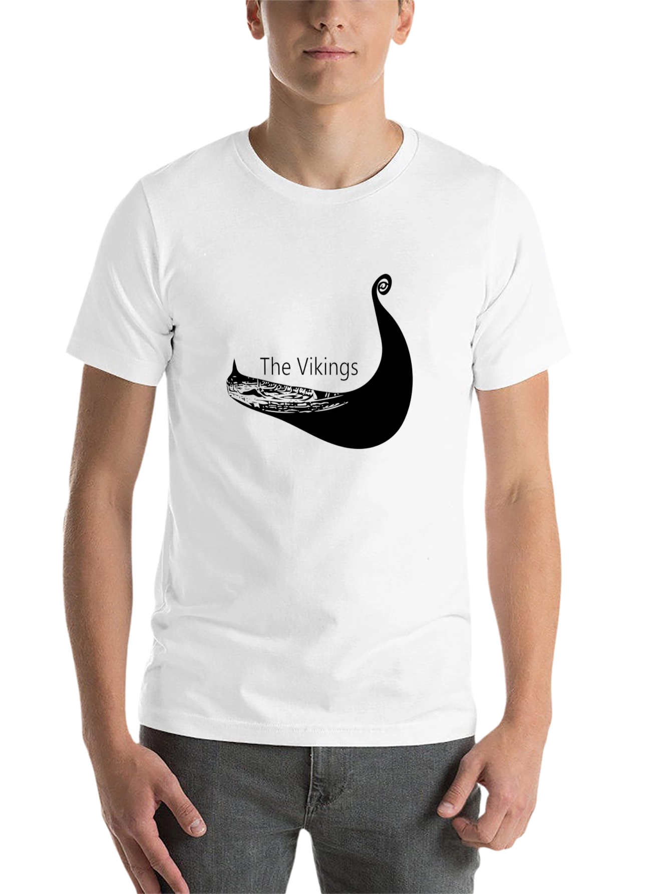 Black Viking Ship Graphic Tee - Black Cotton T-Shirt view 14