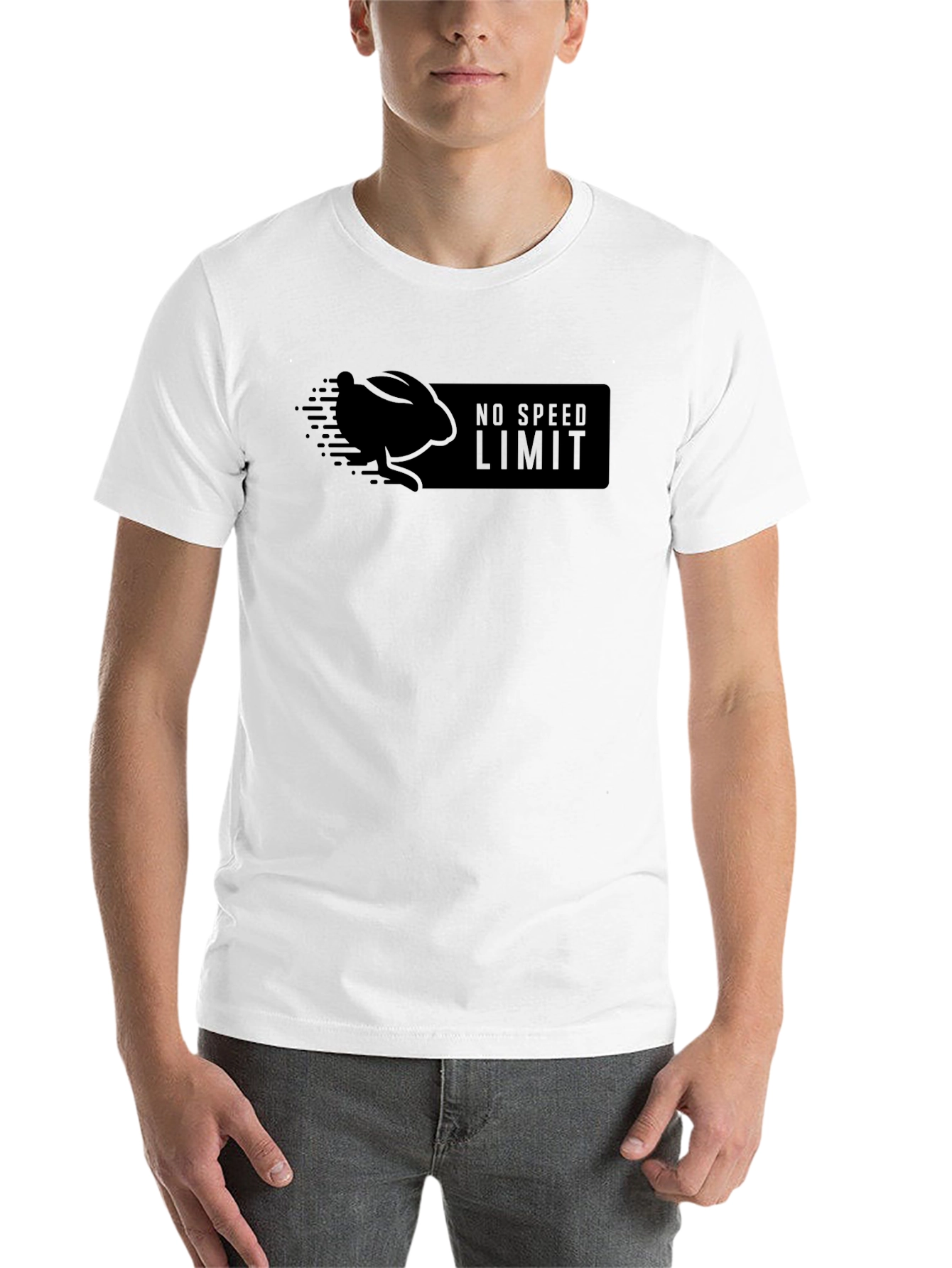 Black No Speed Limit Black T-Shirt with Rabbit Design view 14