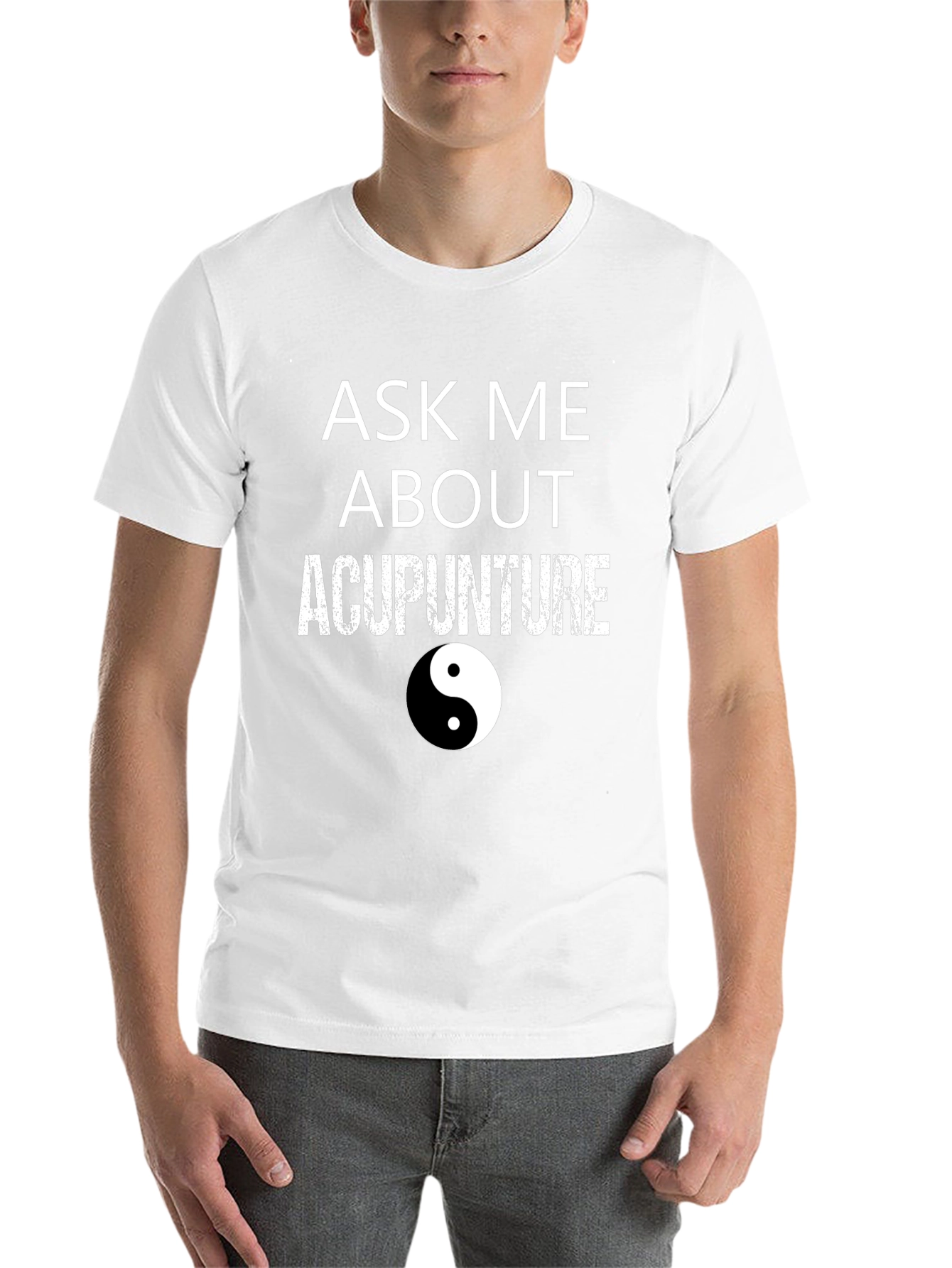 Black Ask Me About Acupuncture T-Shirt - Yin Yang Design view 14