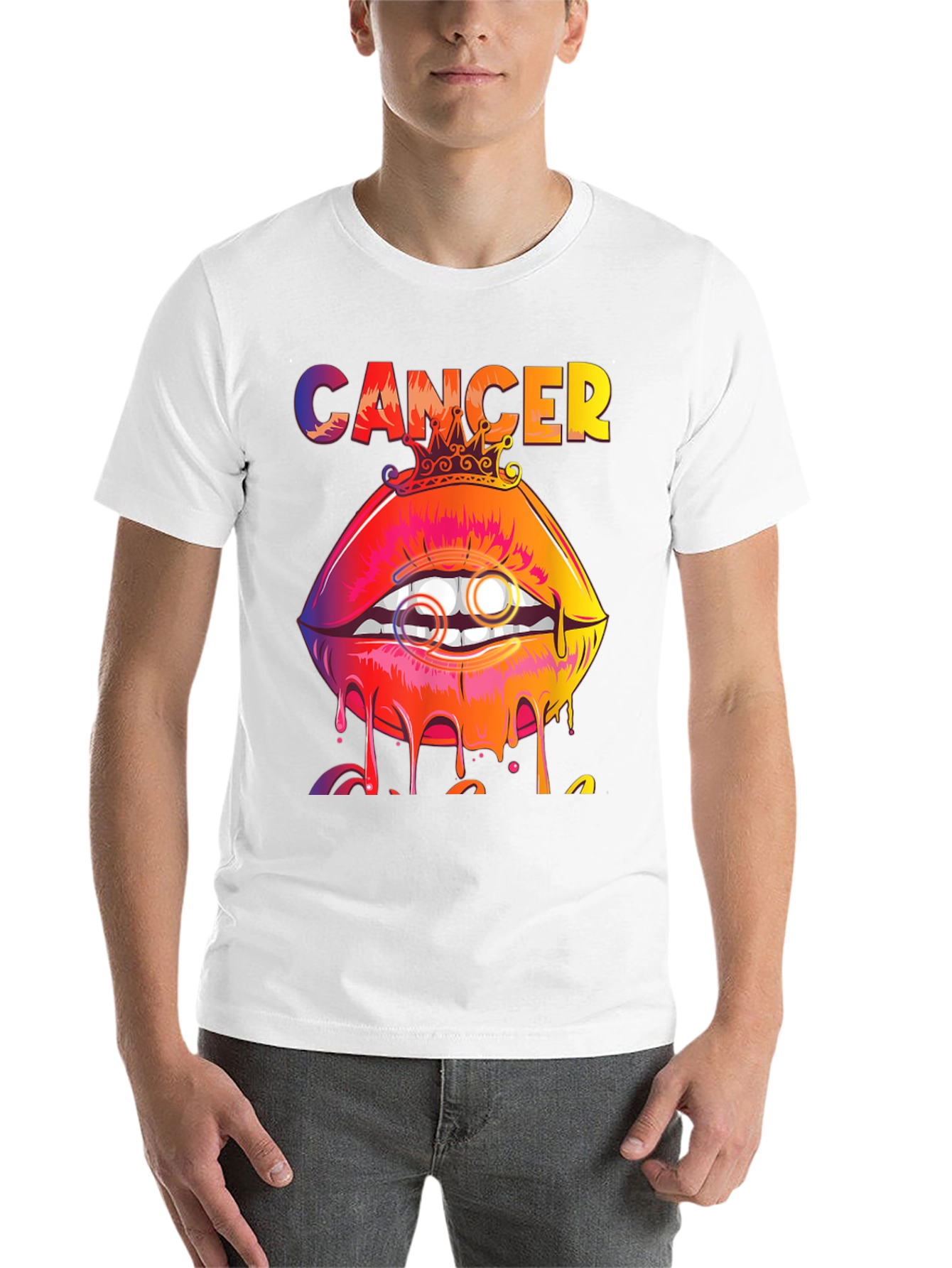 Black Cancer Zodiac Lips Graphic T-Shirt view 14