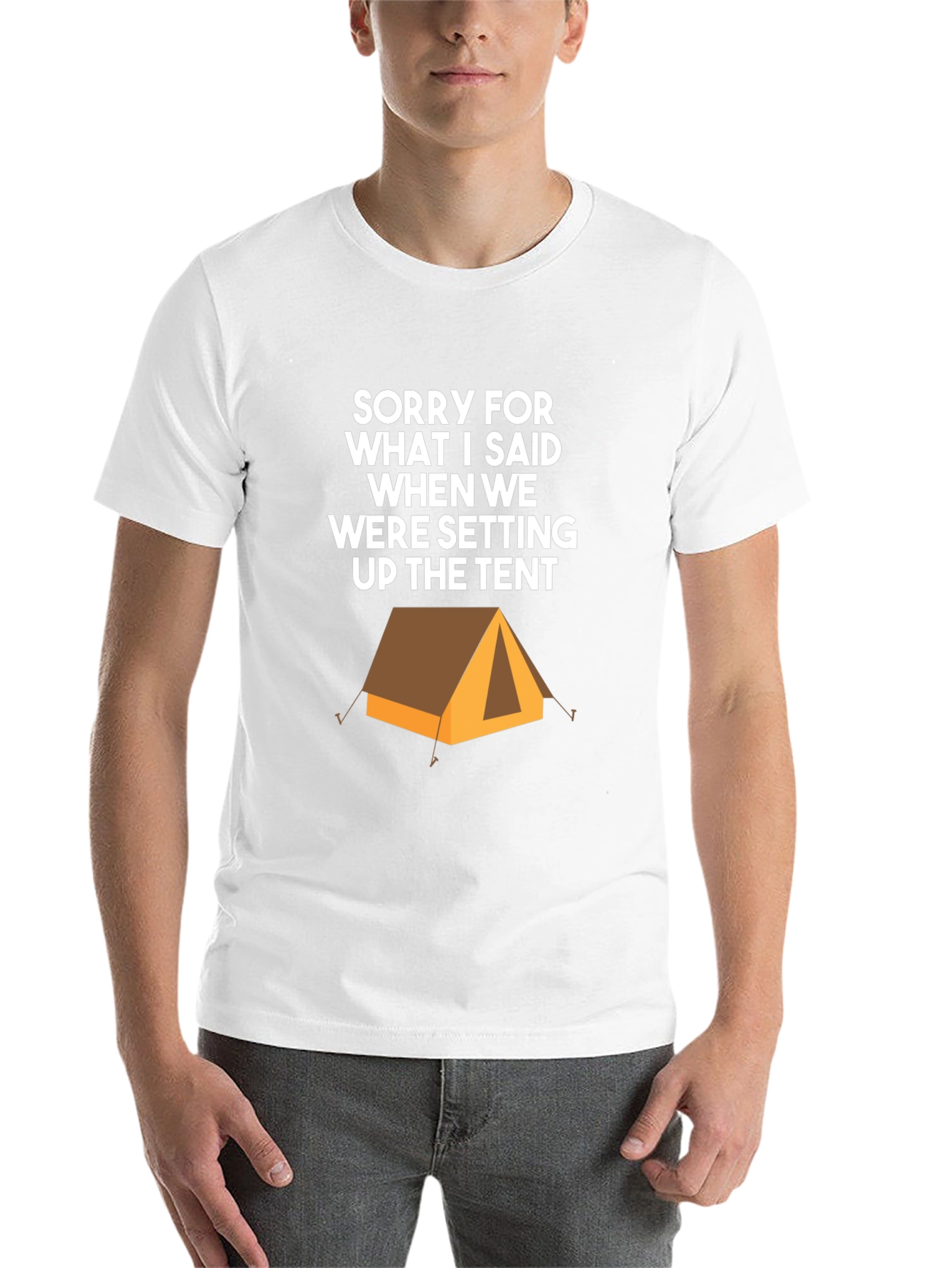 Black Camping Tent Humor Graphic Tee - Sorry For What I Said T-Shirt view 14