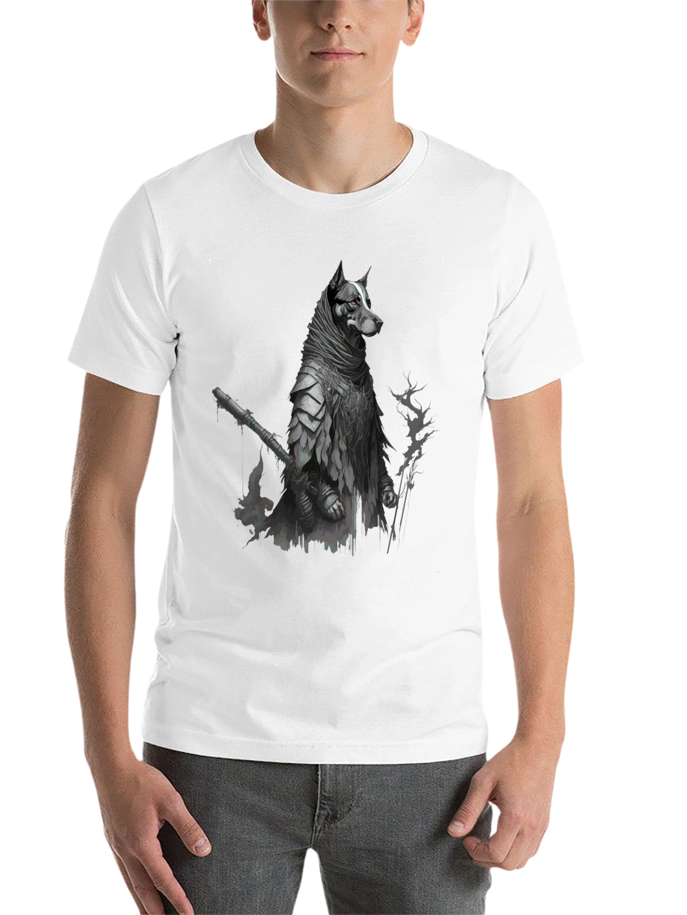 Black Dog Warrior Graphic Tee - Black Cotton Blend view 14