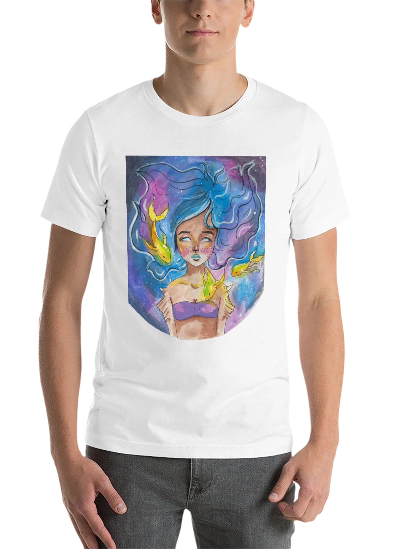 Black Artistic Mermaid Graphic T-Shirt - Unique Fantasy Design view 14