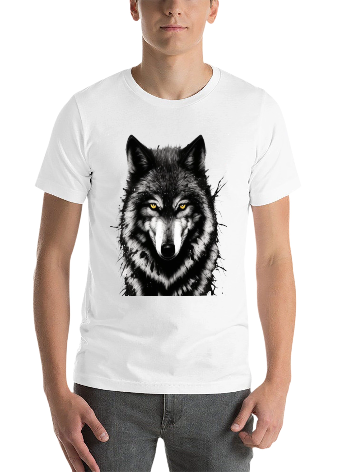 Black Wolf Graphic Tee - Black Cotton Short Sleeve view 14