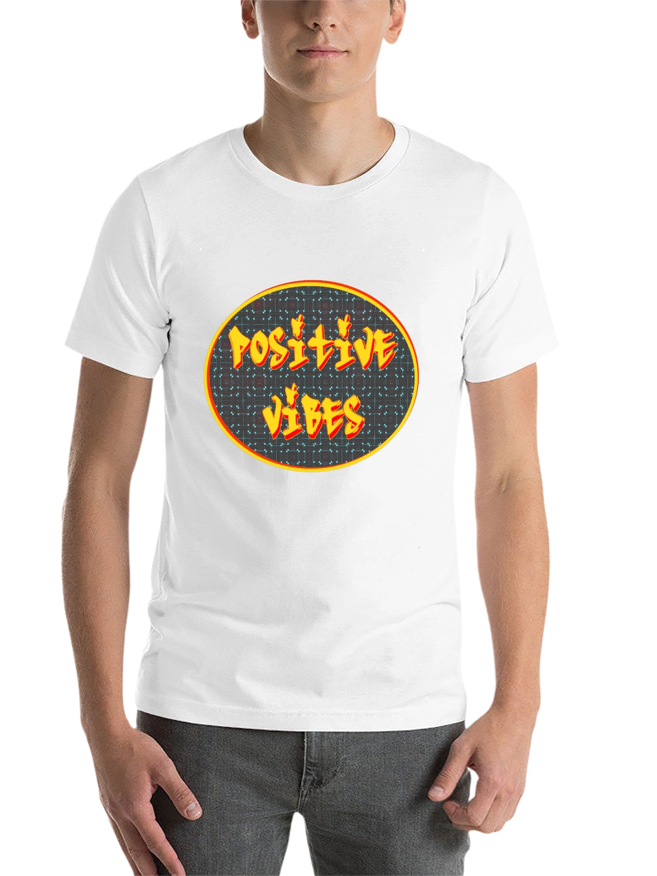 Black Positive Vibes Graphic Tee - Black Cotton Blend view 14