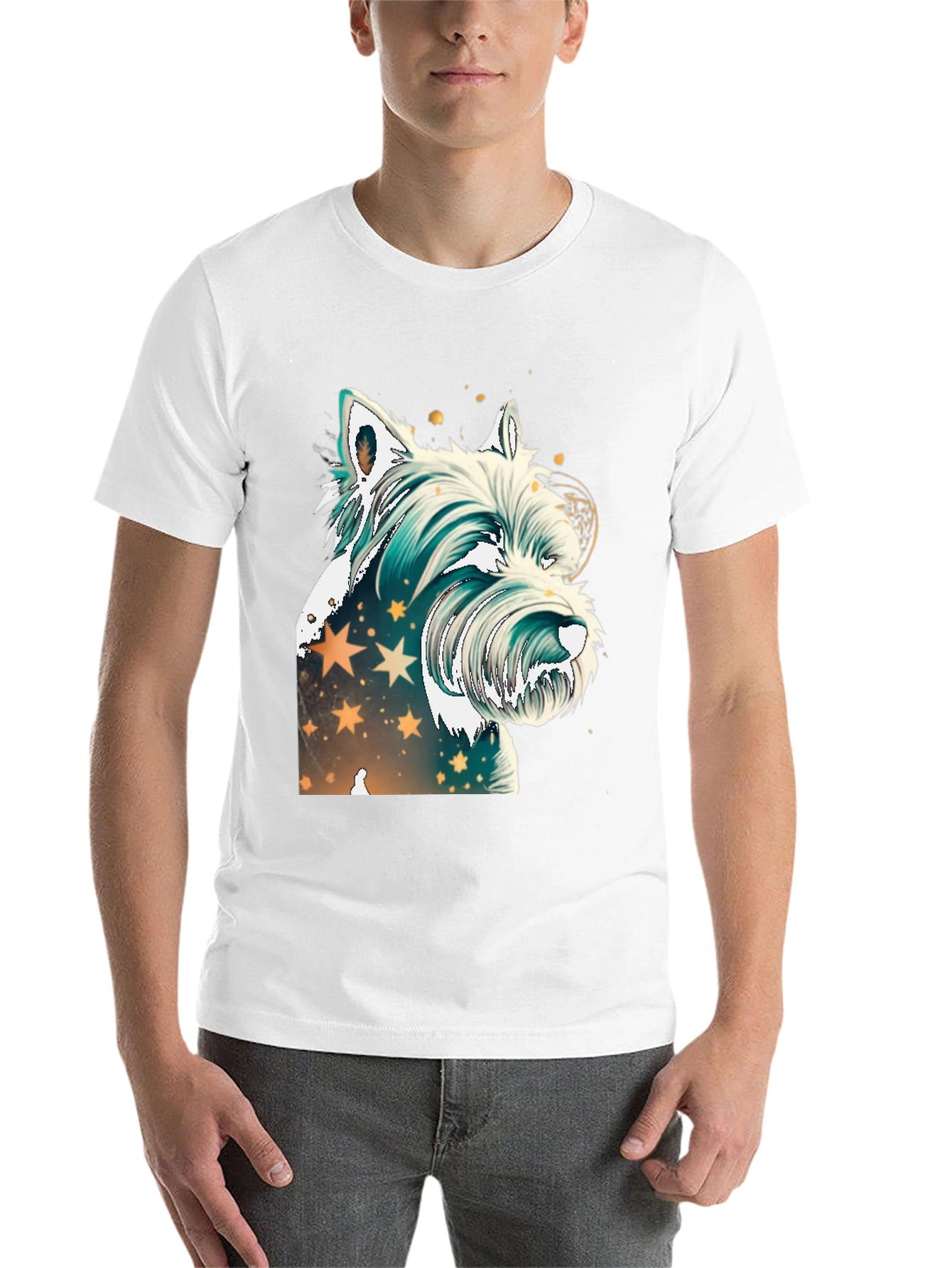 Black Westie Dog Graphic Tee - Starry Design view 14