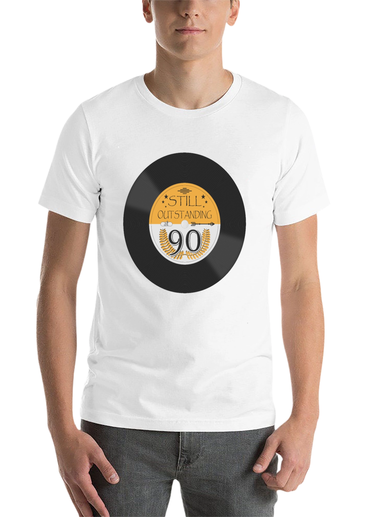 Black Still Outstanding at 90 Vinyl Record T-Shirt view 14