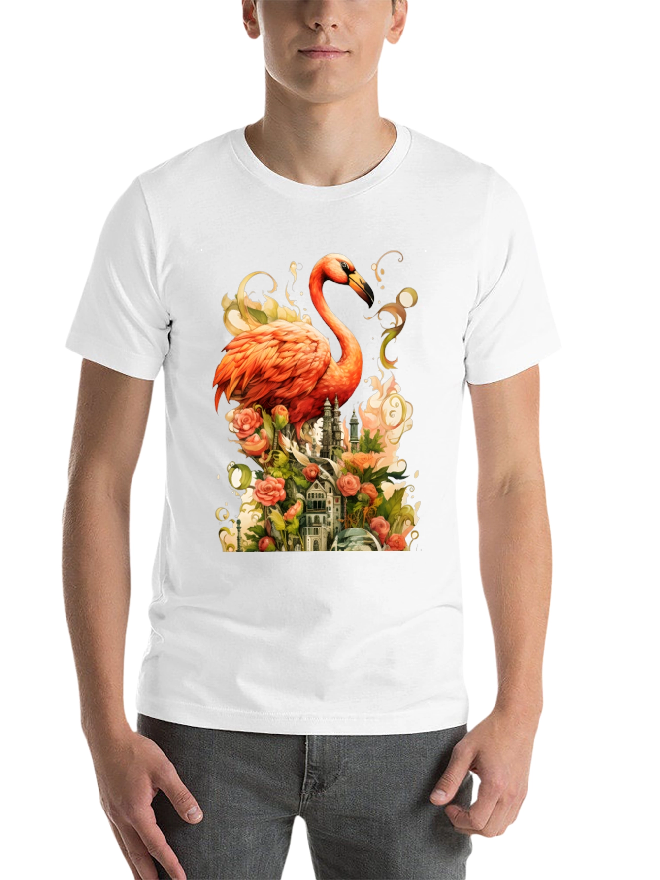 Black Flamingo Castle Graphic Tee view 14