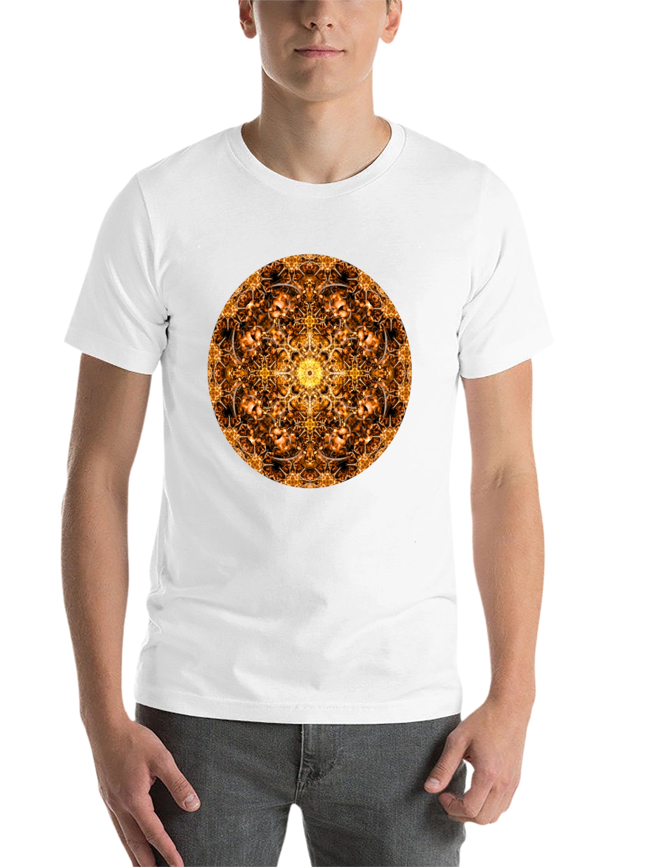 Black Golden Mandala T-Shirt: Sacred Geometry Design view 14