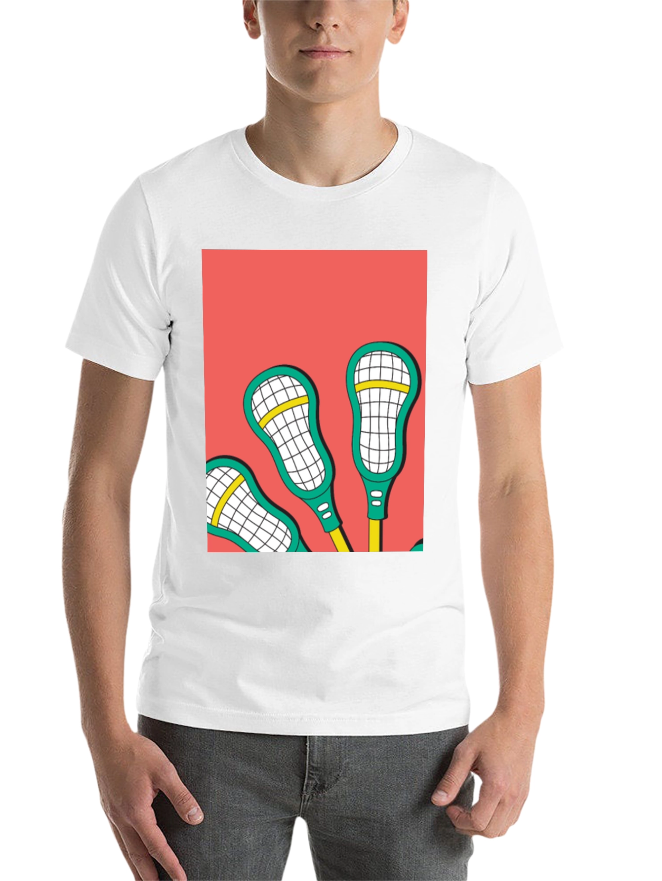 Black Lacrosse Sticks Graphic Tee - Cool Sport Design view 14