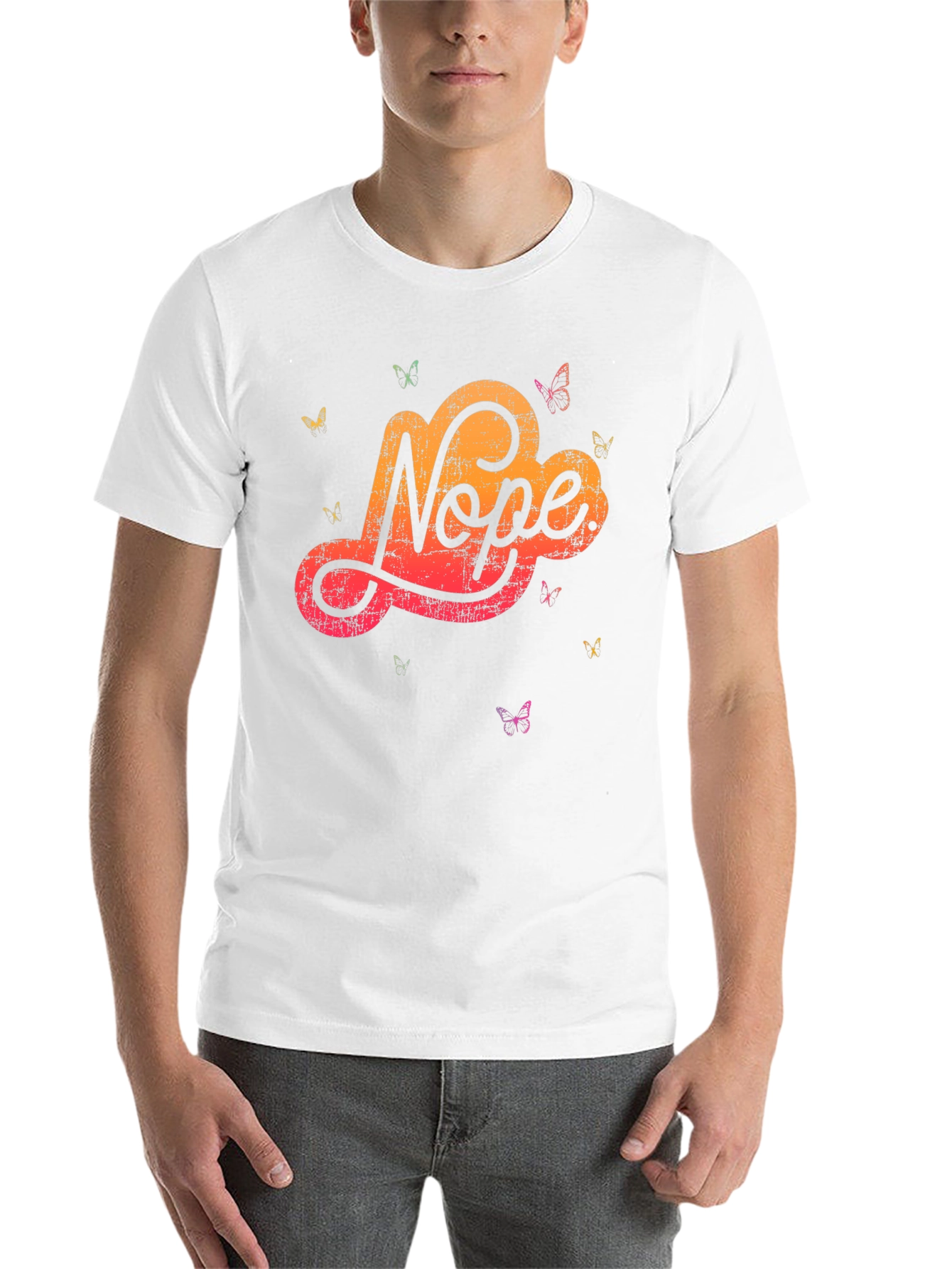 Black Nope Butterfly Graphic Tee - Soft Cotton Blend view 14