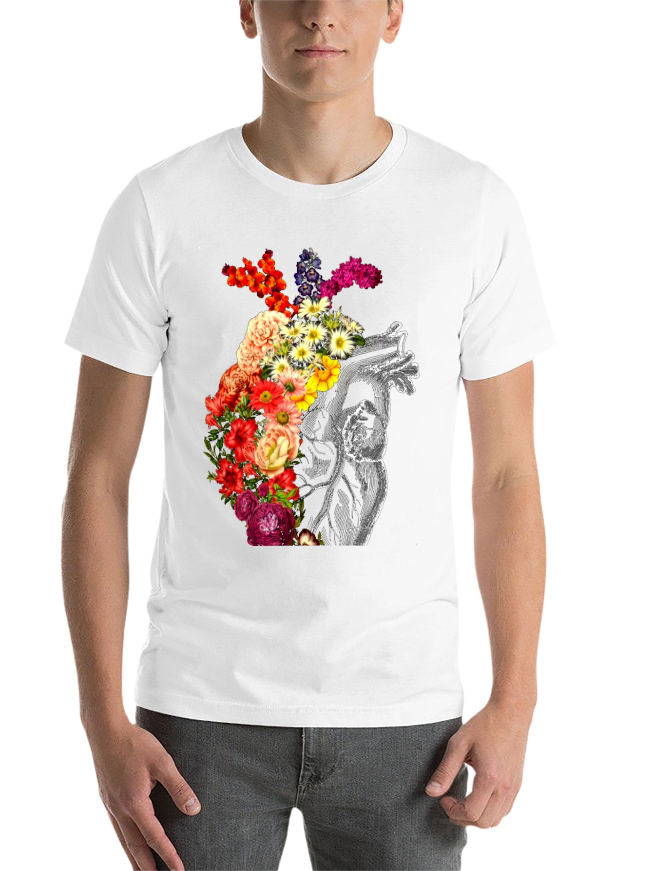 Black Floral Heart Graphic Tee - Anatomical Love view 14