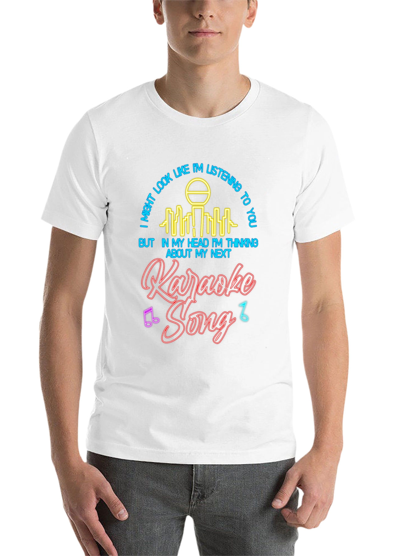 Black Karaoke Song T-Shirt: I'm Thinking About My Next Song Tee view 14